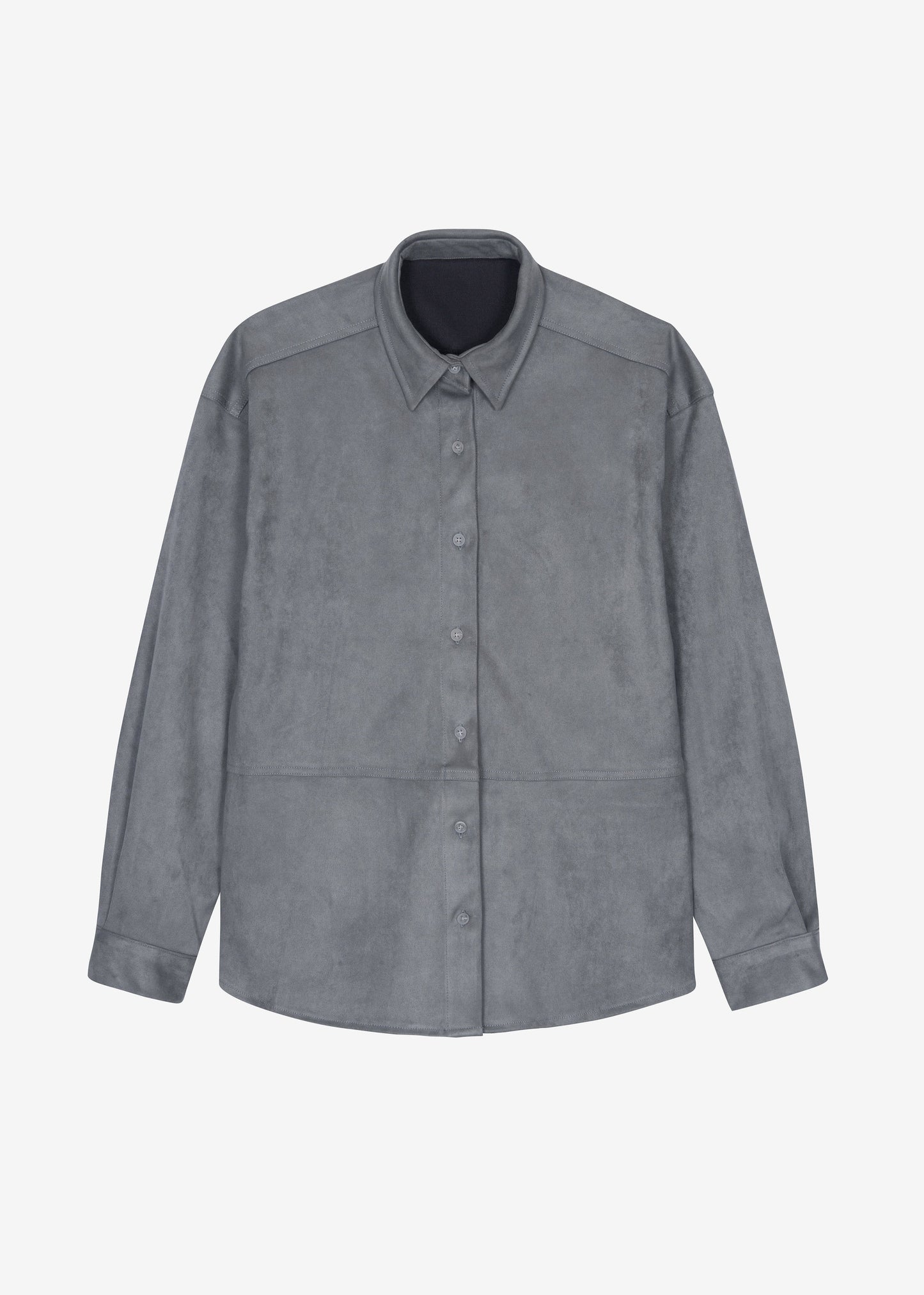 Regina Faux Suede Shirt - Slate Grey