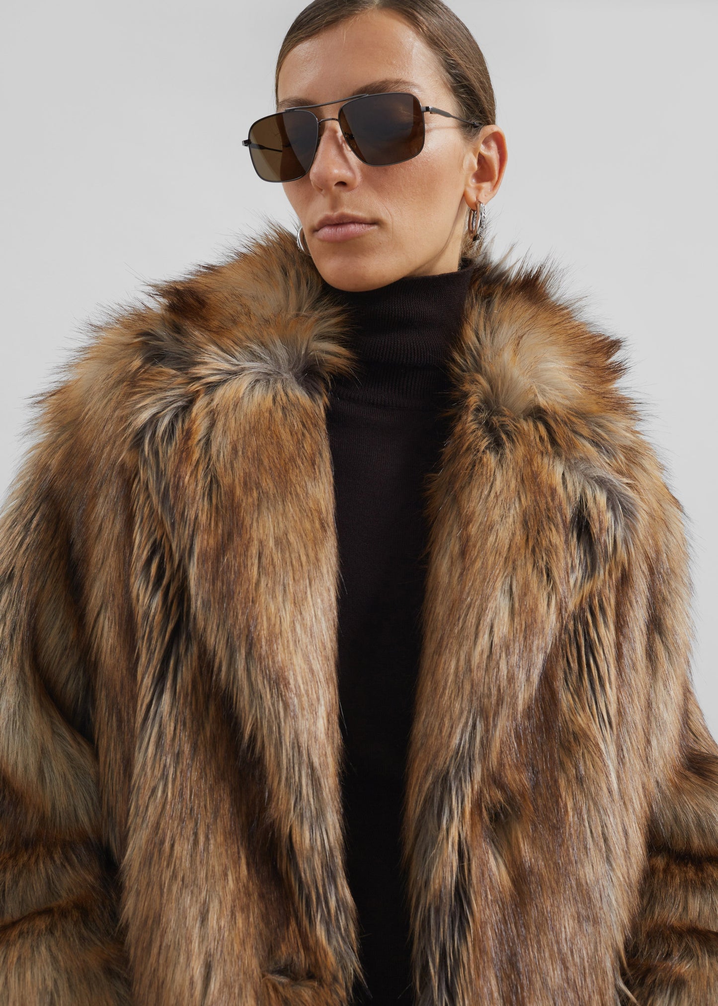 Rella Faux Fur Coat - Camel