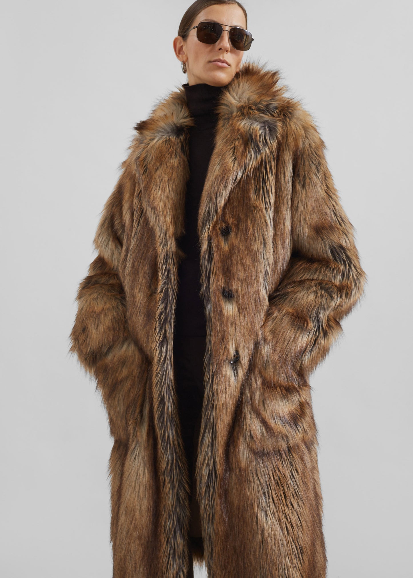 Rella Faux Fur Coat - Camel