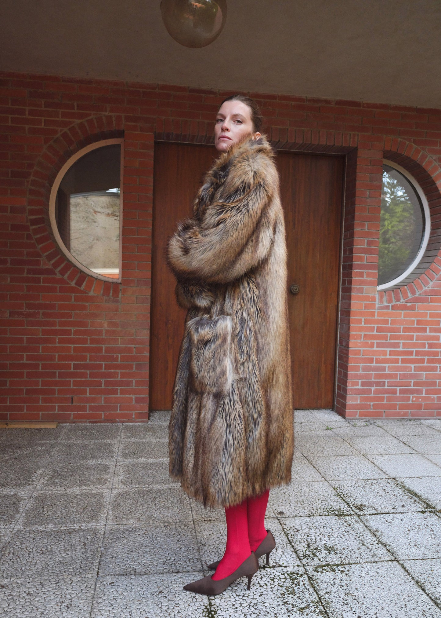 Rella Faux Fur Coat - Camel