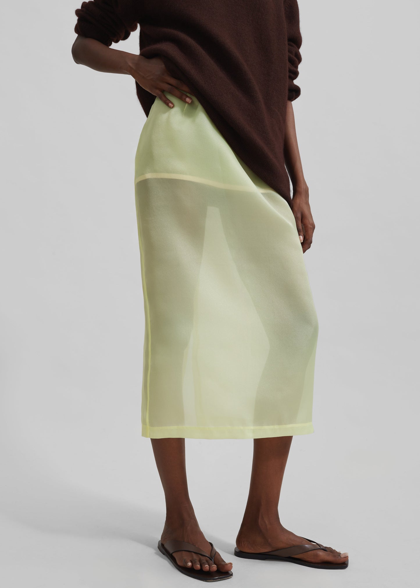 Renna Organza Midi Skirt - Yellow