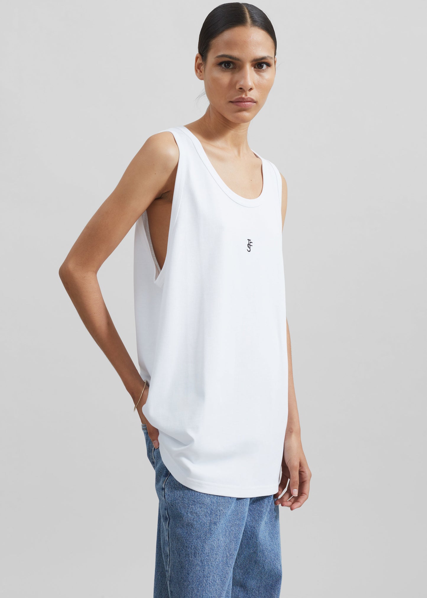 Rexy Embroidered Tank Top - White