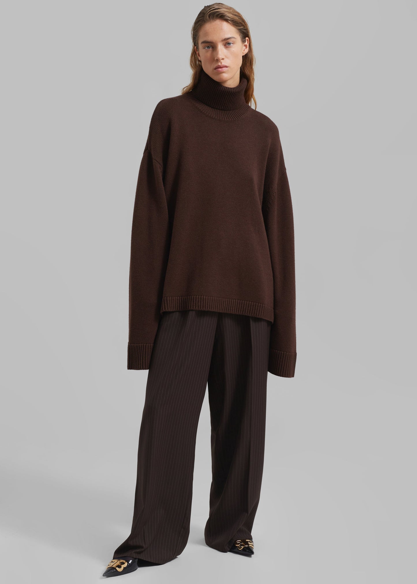 Rhea Trapeze Turtleneck - Brown