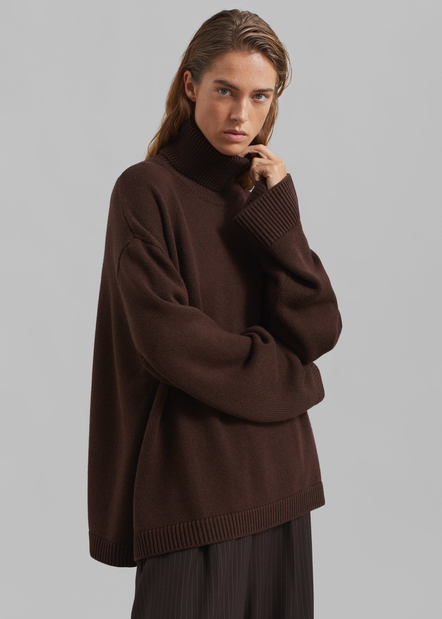 Rhea Trapeze Turtleneck - Brown