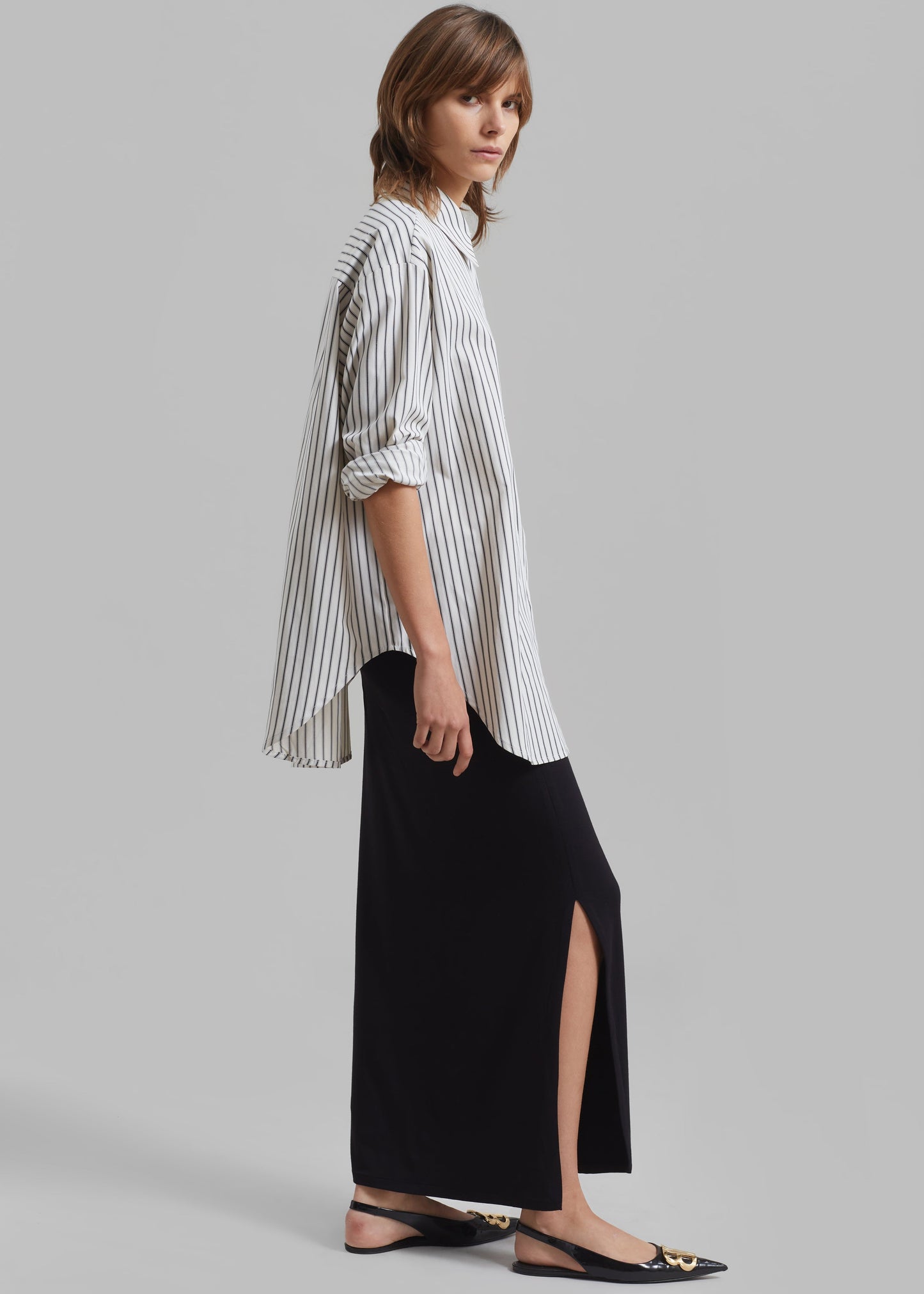 Rine Pocket Shirt - White/Black Stripe