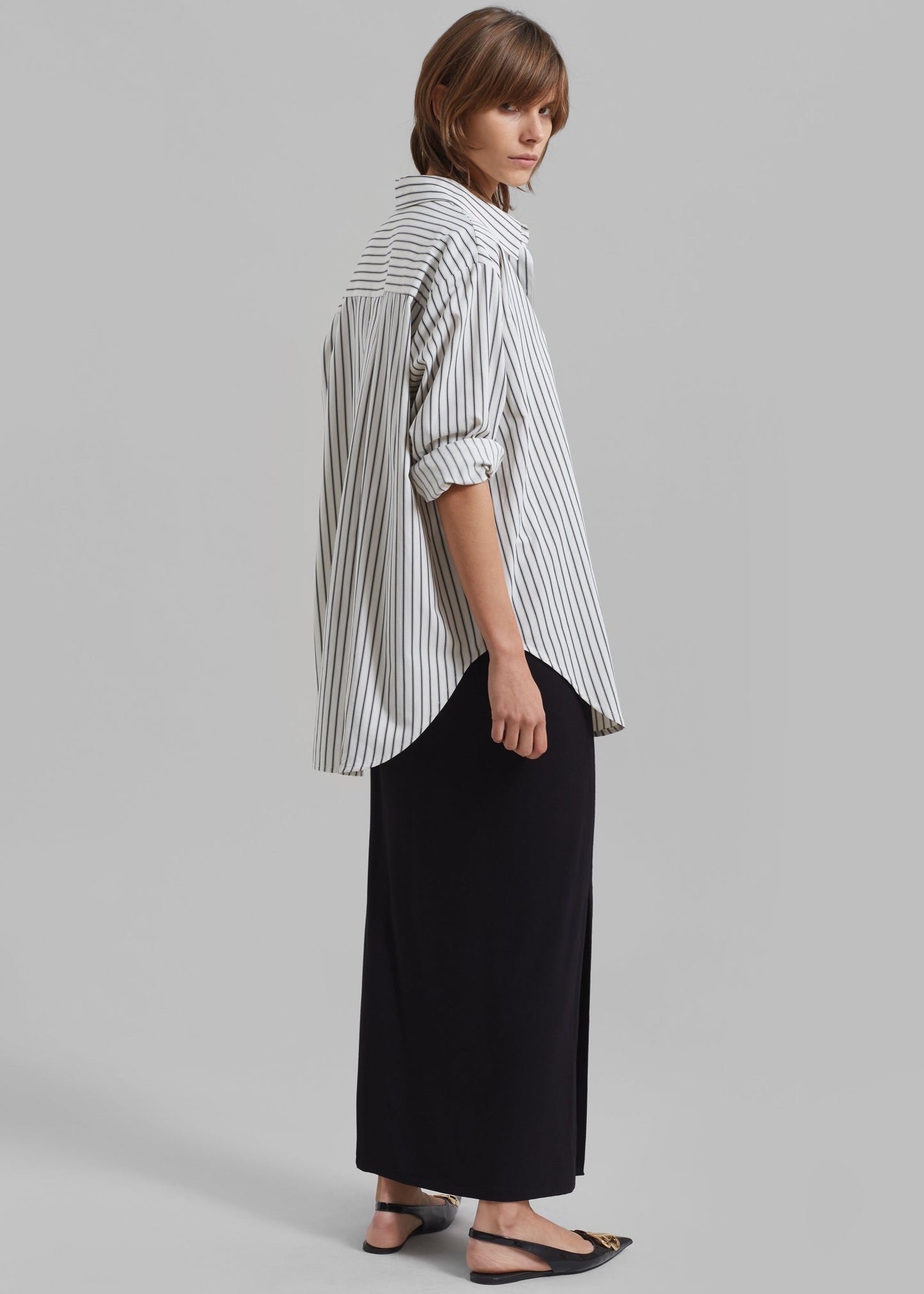 Rine Pocket Shirt - White/Black Stripe