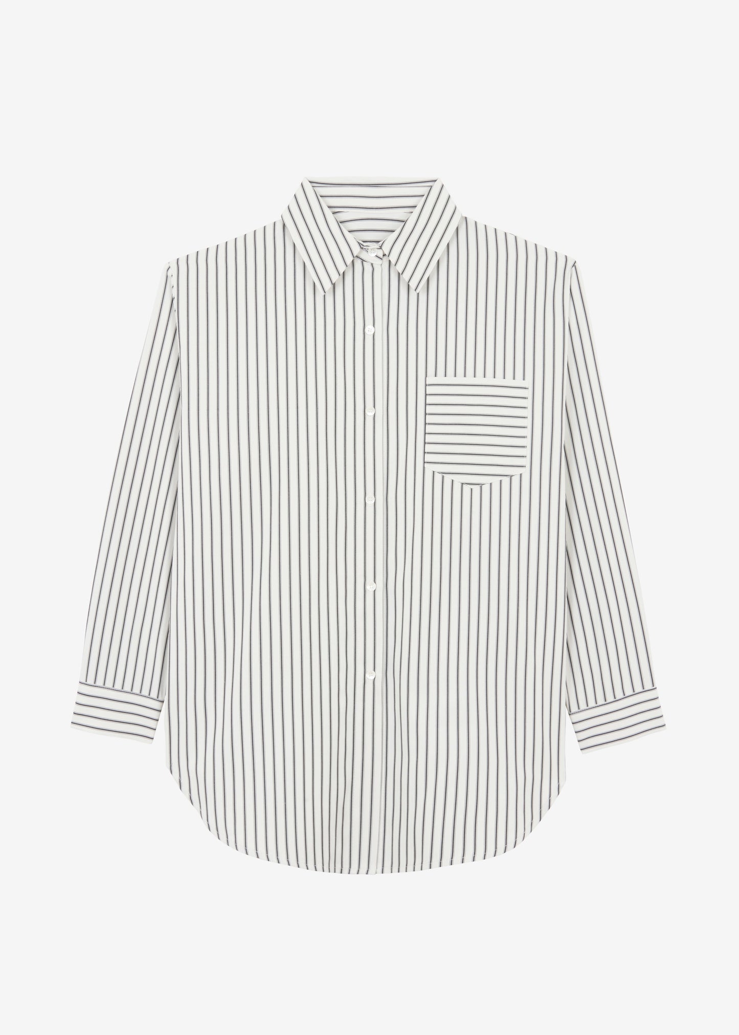 Rine Pocket Shirt - White/Black Stripe