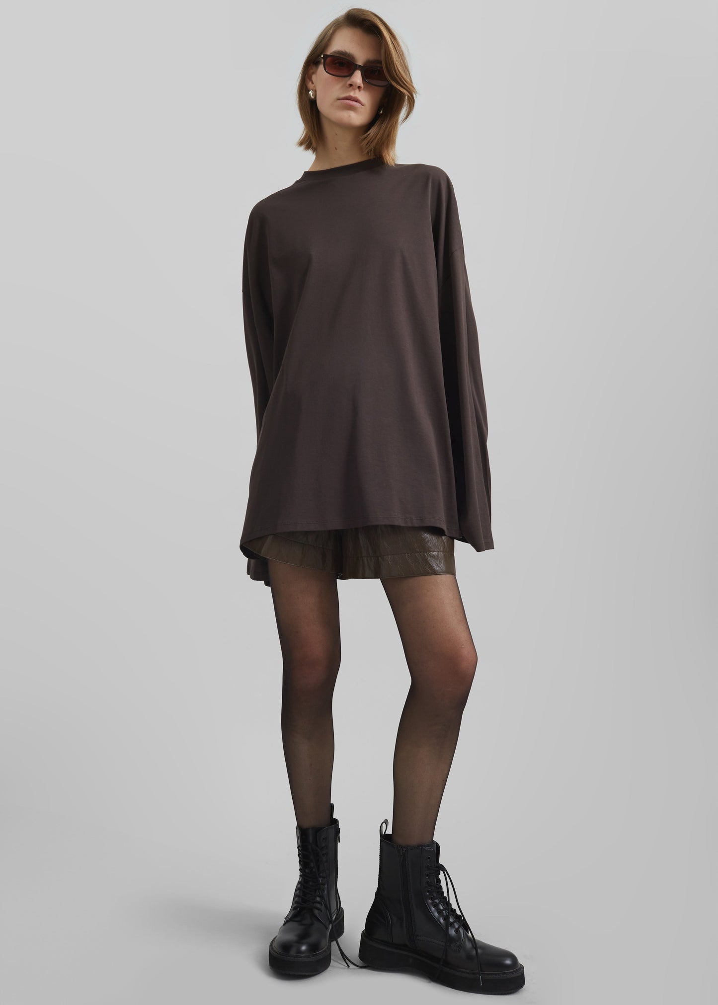 Rio Oversized Sleeve Tee - Dark Brown