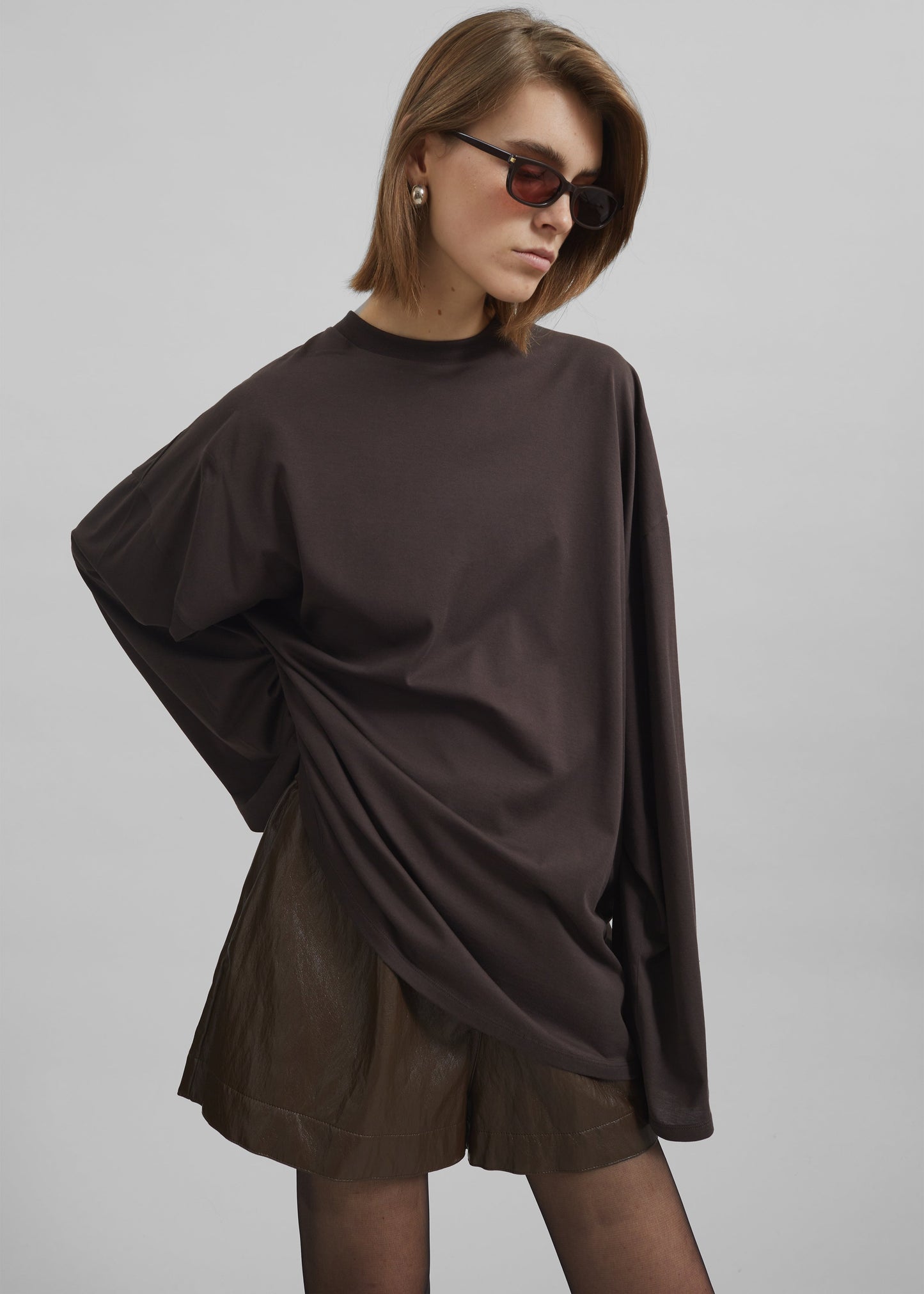 Rio Oversized Sleeve Tee - Dark Brown