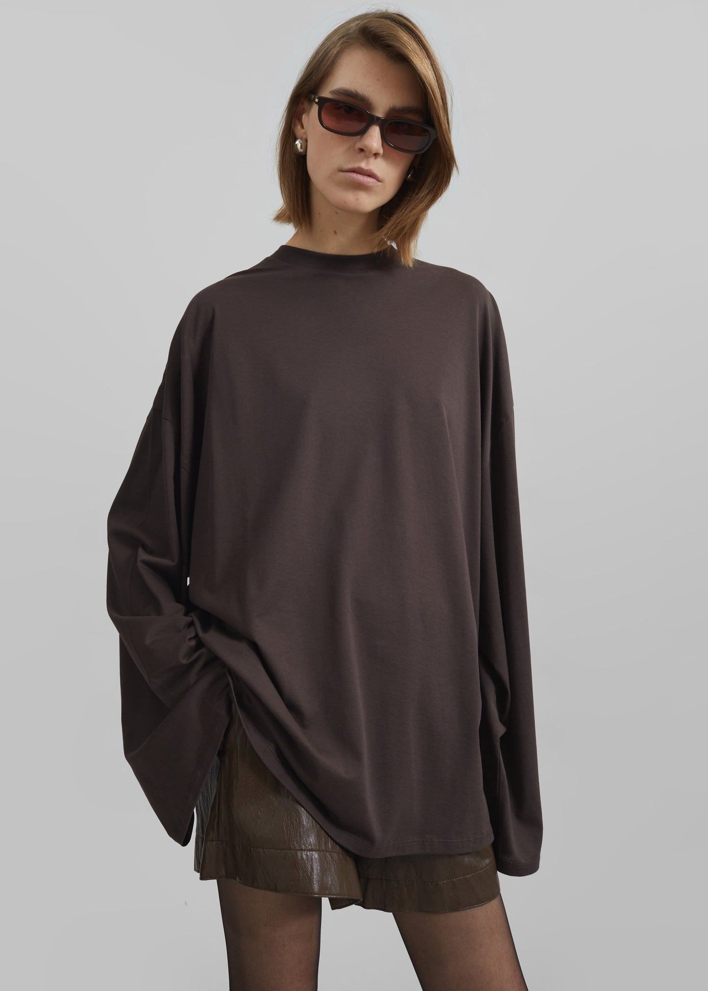 Rio Oversized Sleeve Tee - Dark Brown