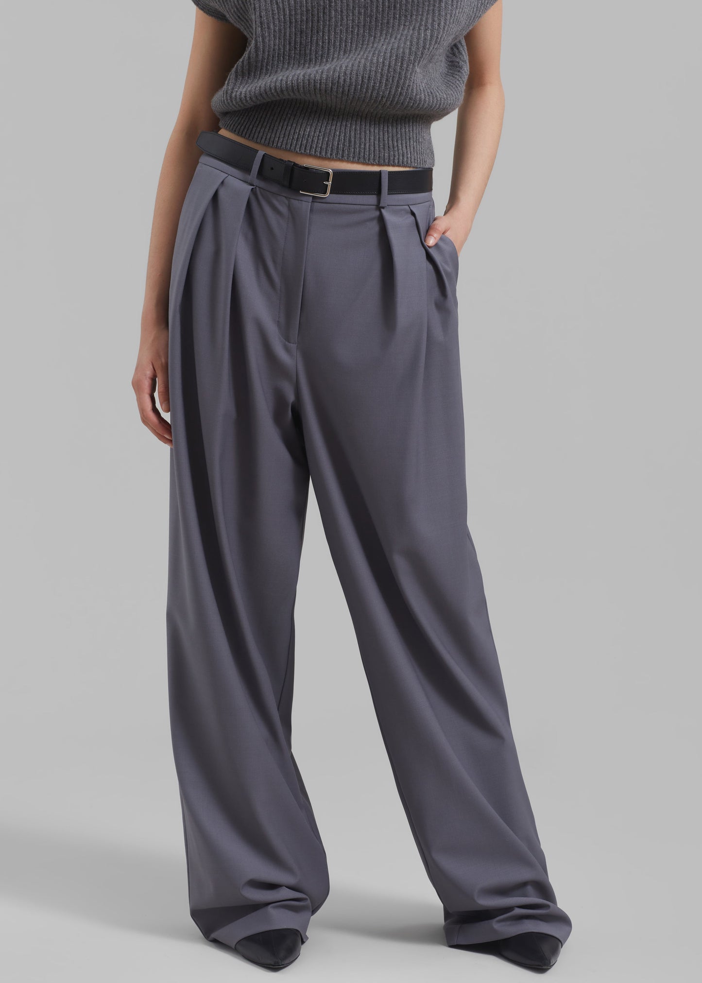 Ripley Pleated Trousers - Grey