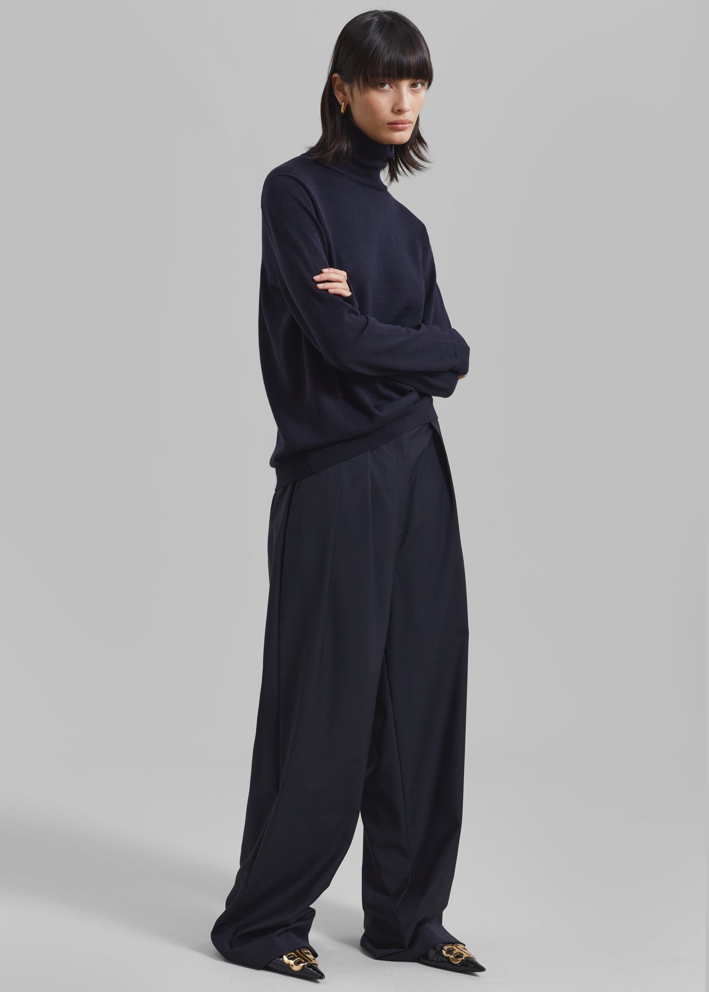 Ripley Pleated Trousers - Navy