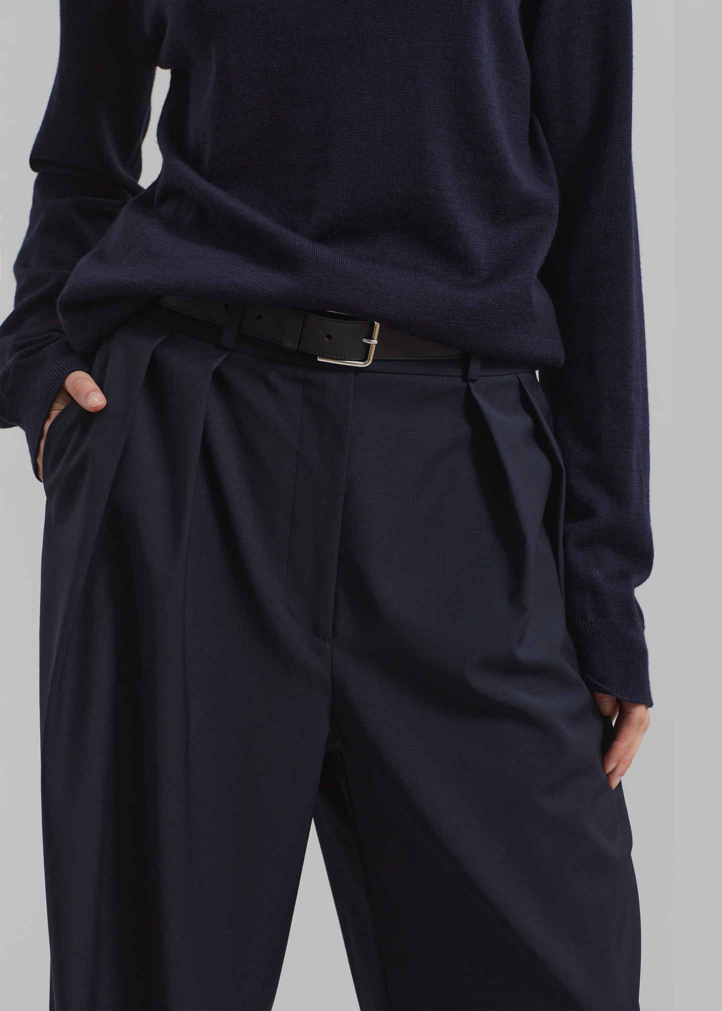 Ripley Pleated Trousers - Navy