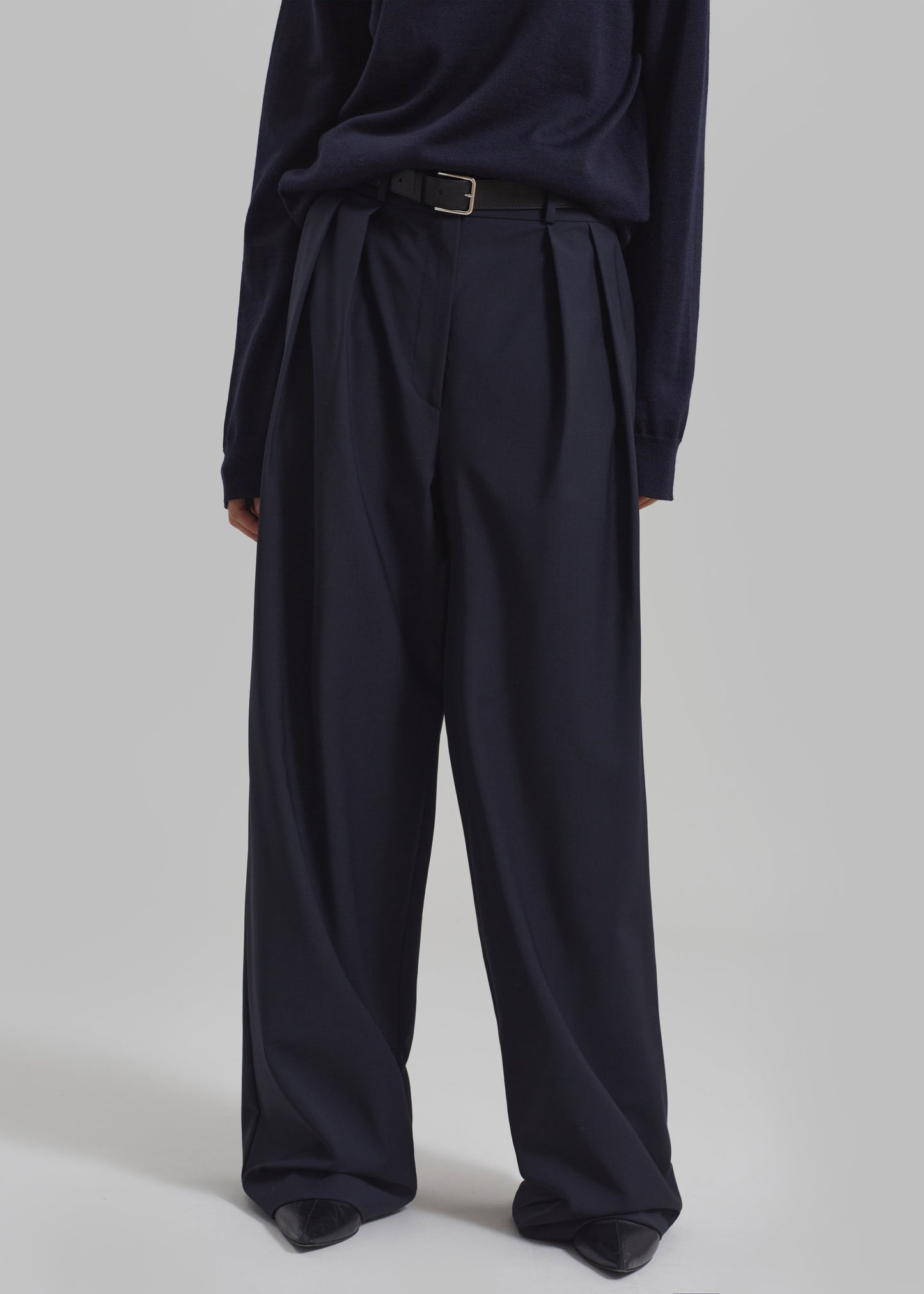 Ripley Pleated Trousers - Navy