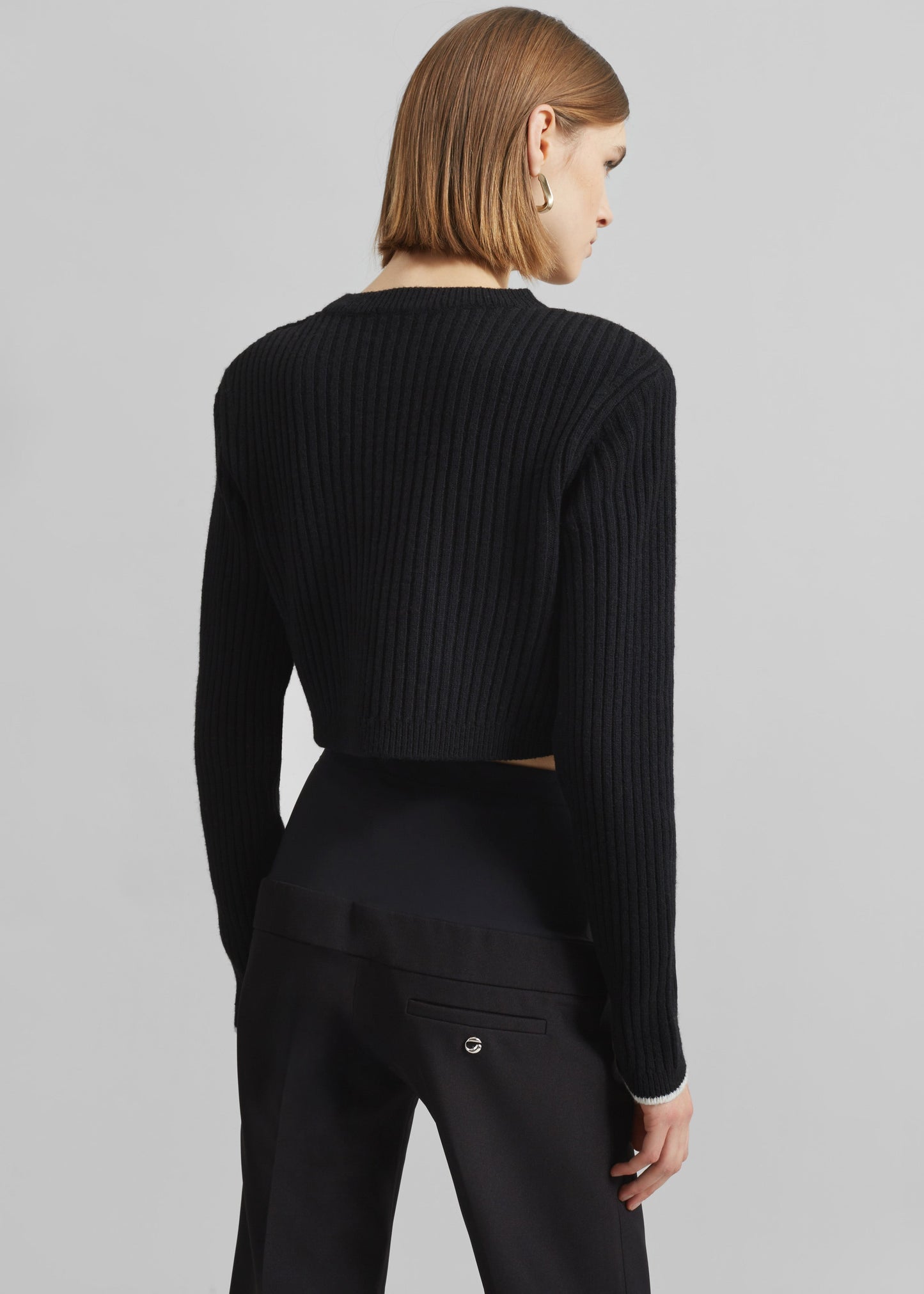 Ritsem Cropped Ribbed Wool Sweater - Black