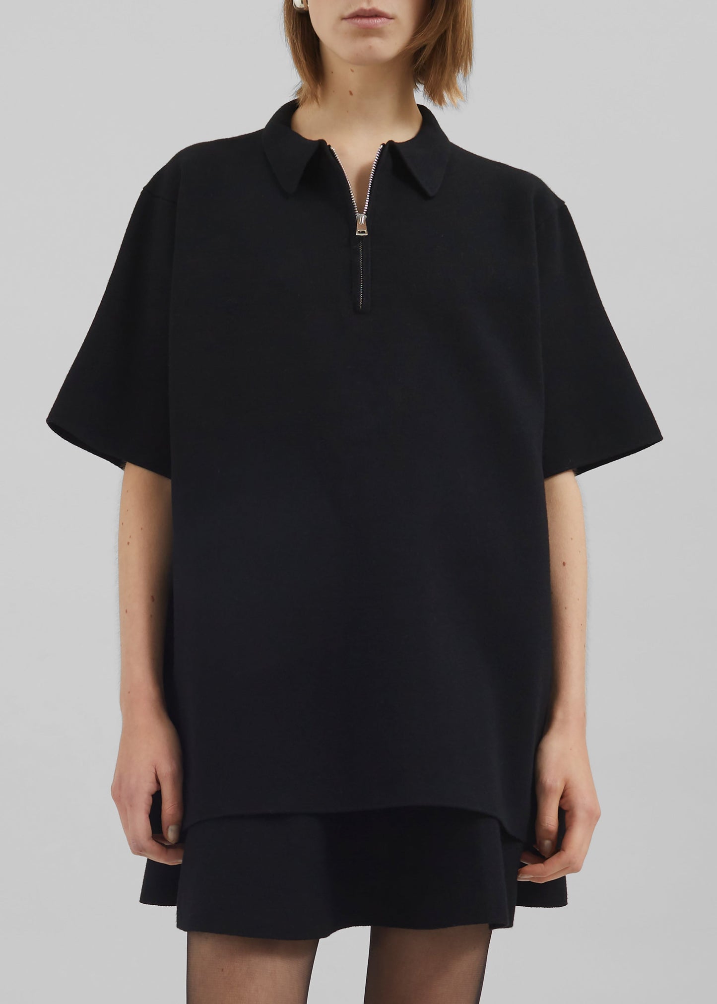 Riya Zip-Up Polo - Black