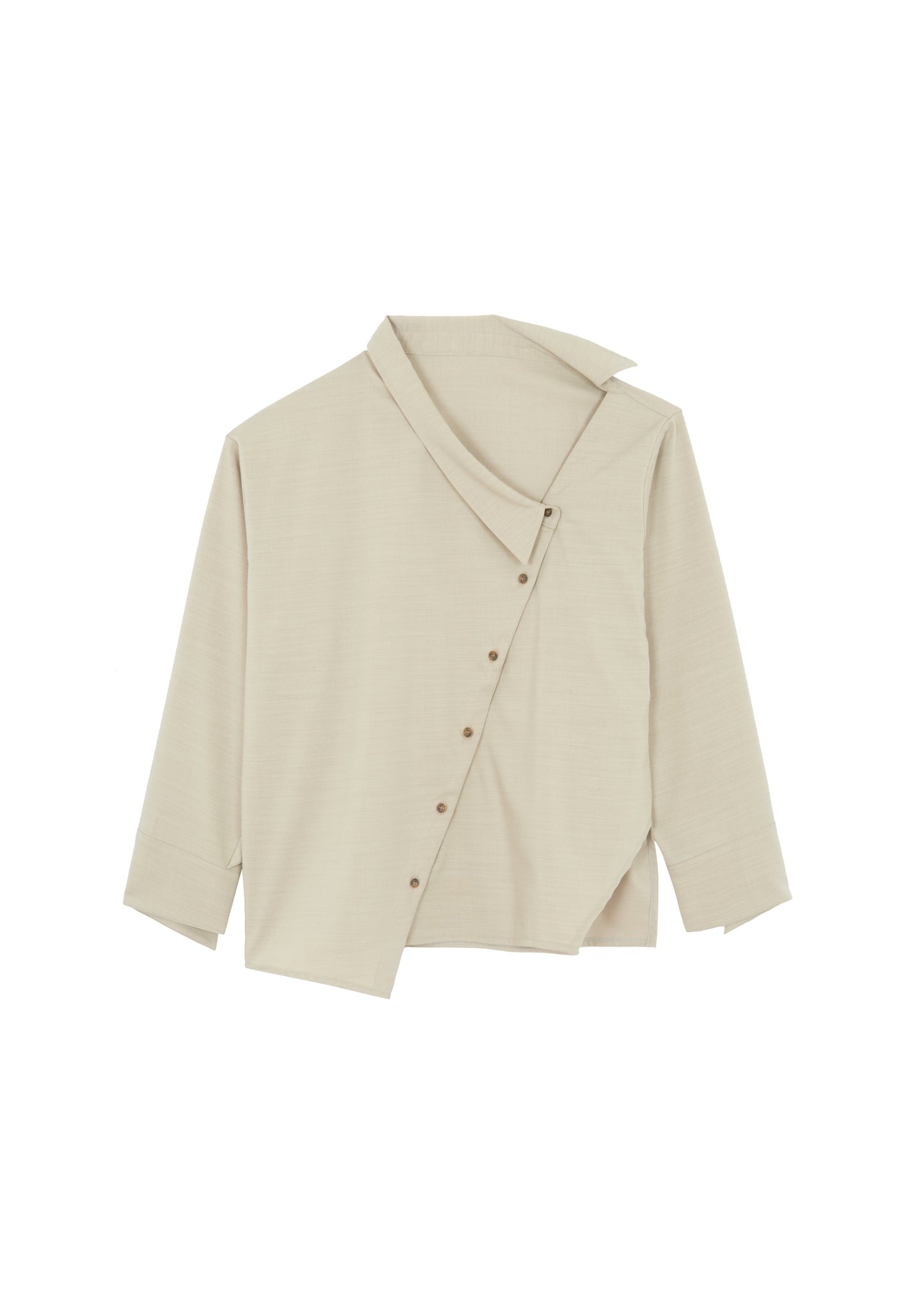 Roan Asymmetric Button Up Blouse - Beige