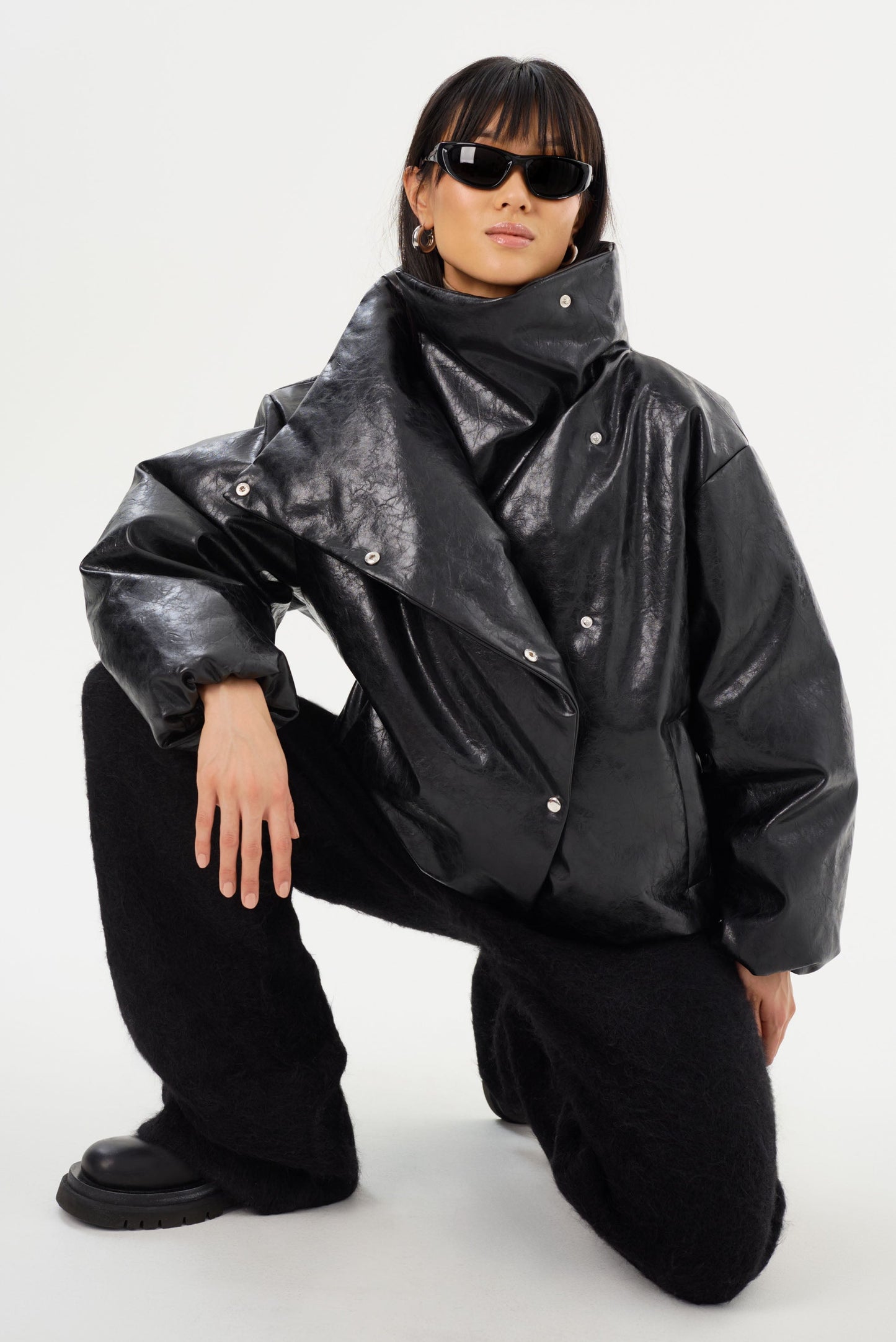 RONNIE | Faux Leather Puffer Jacket