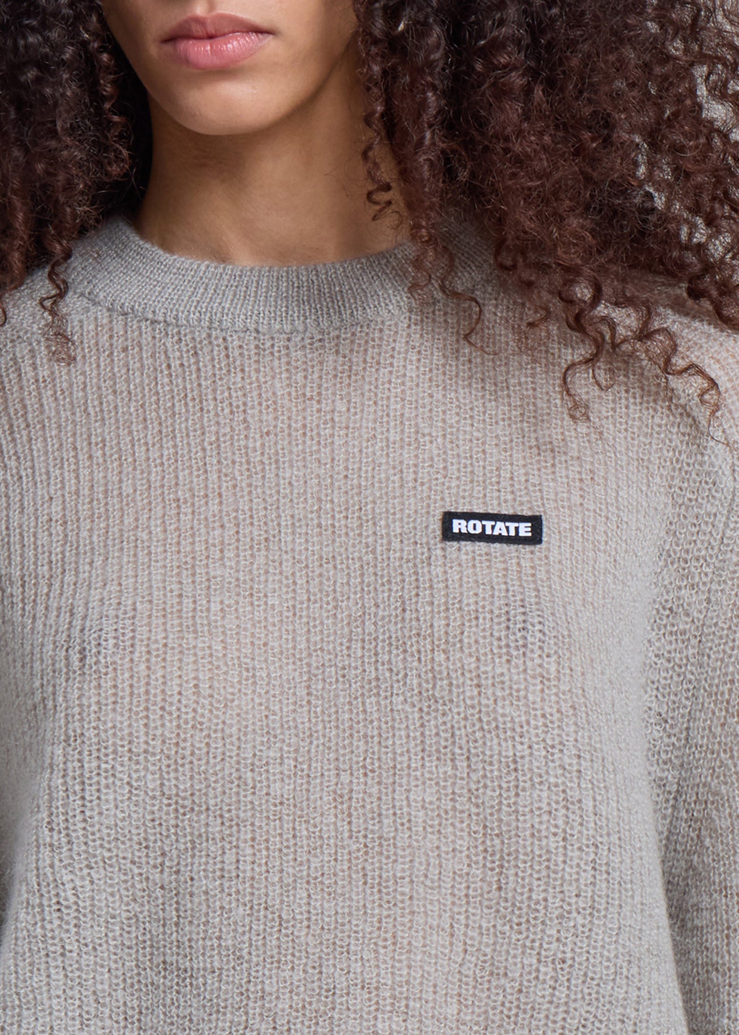 Rotate Light Knit Logo Sweater - Ghost Gray