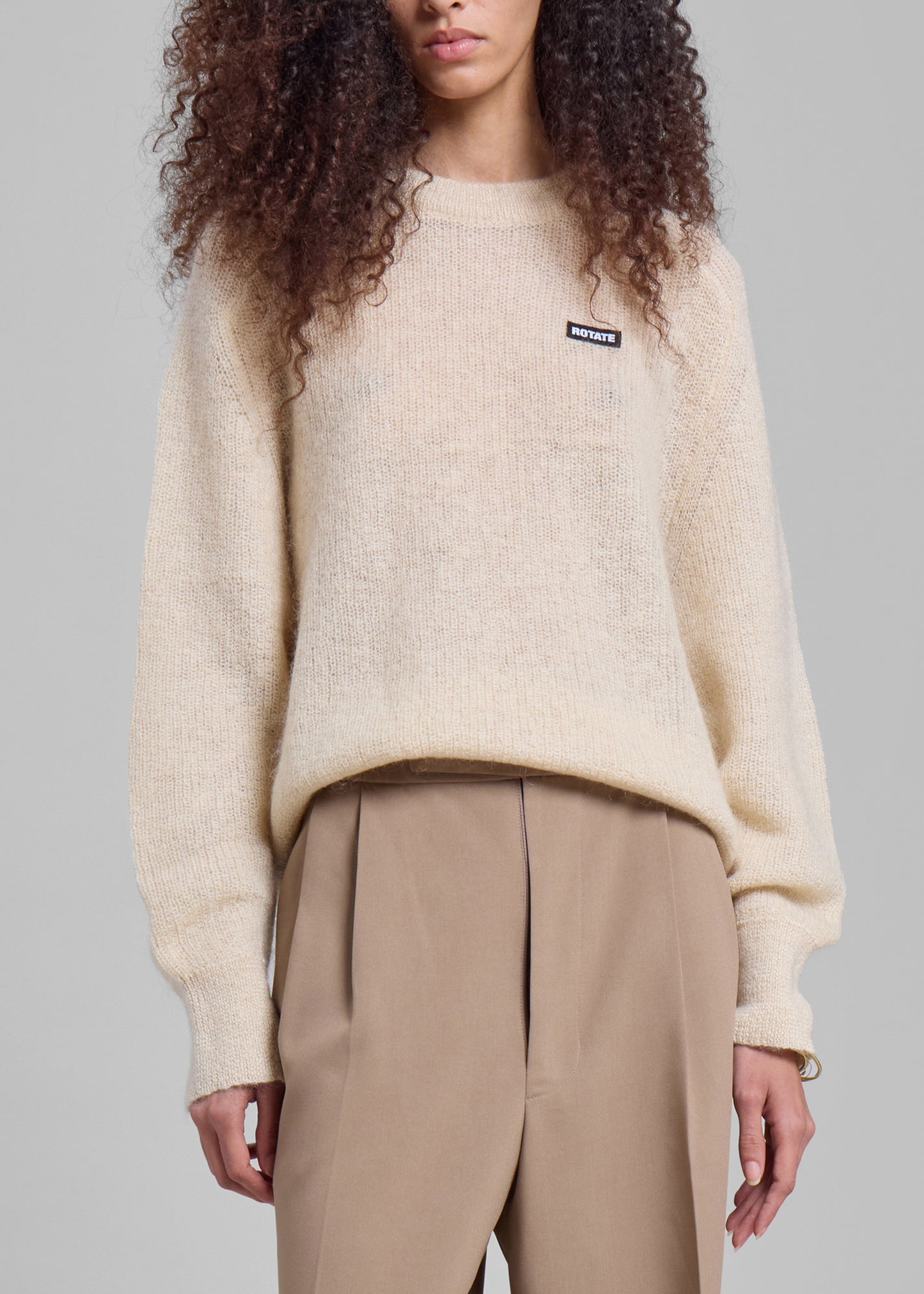 Rotate Light Knit Logo Sweater - Parchment