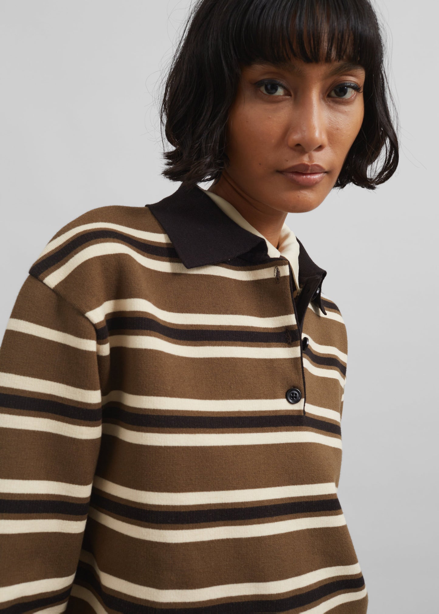 Royan Striped Polo - Khaki Multi Stripe