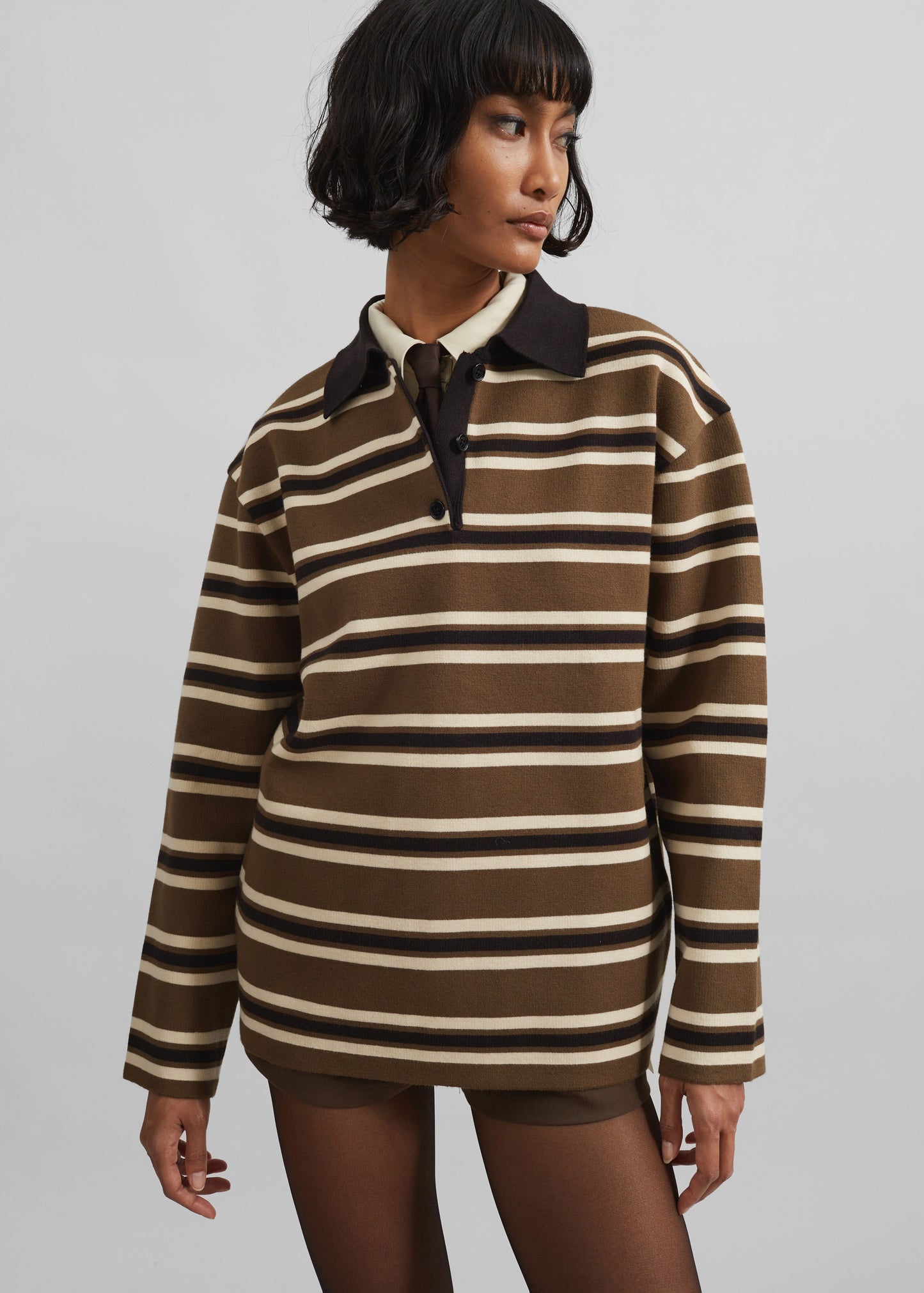 Royan Striped Polo - Khaki Multi Stripe