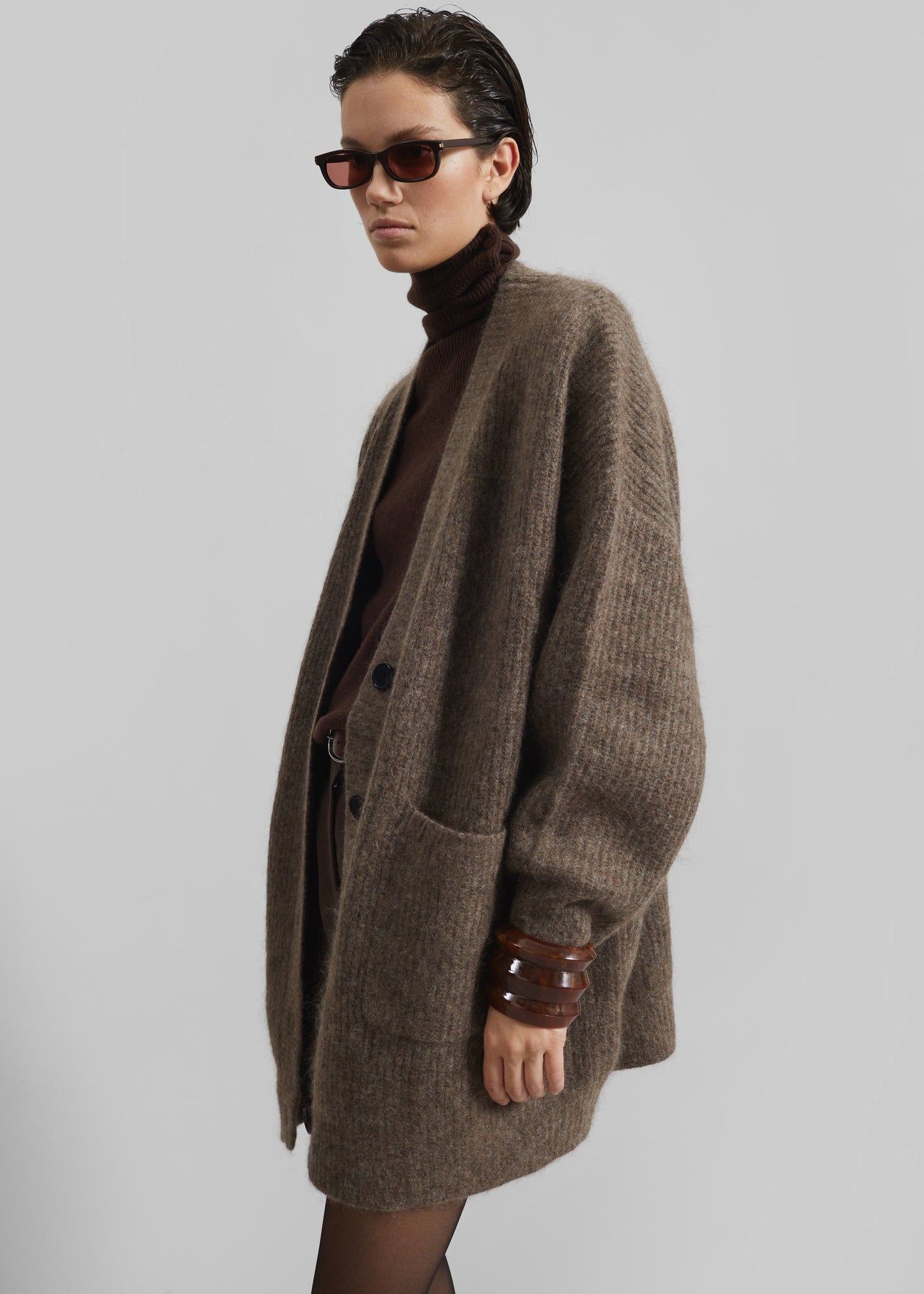 Ruhr Oversized Mohair Cardigan - Brown