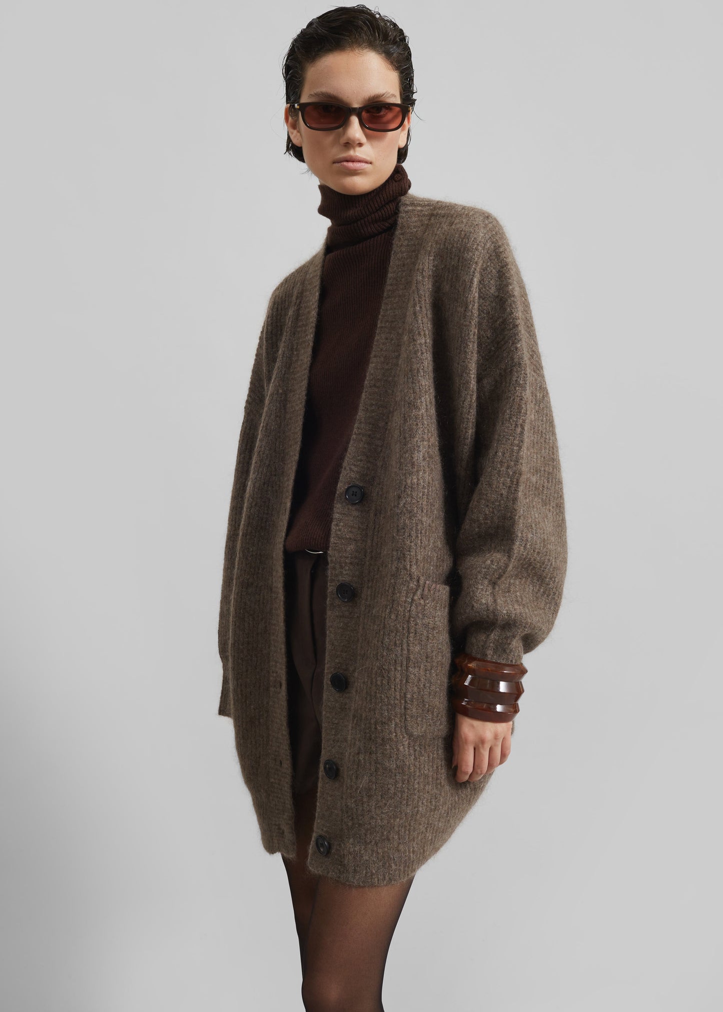 Ruhr Oversized Mohair Cardigan - Brown