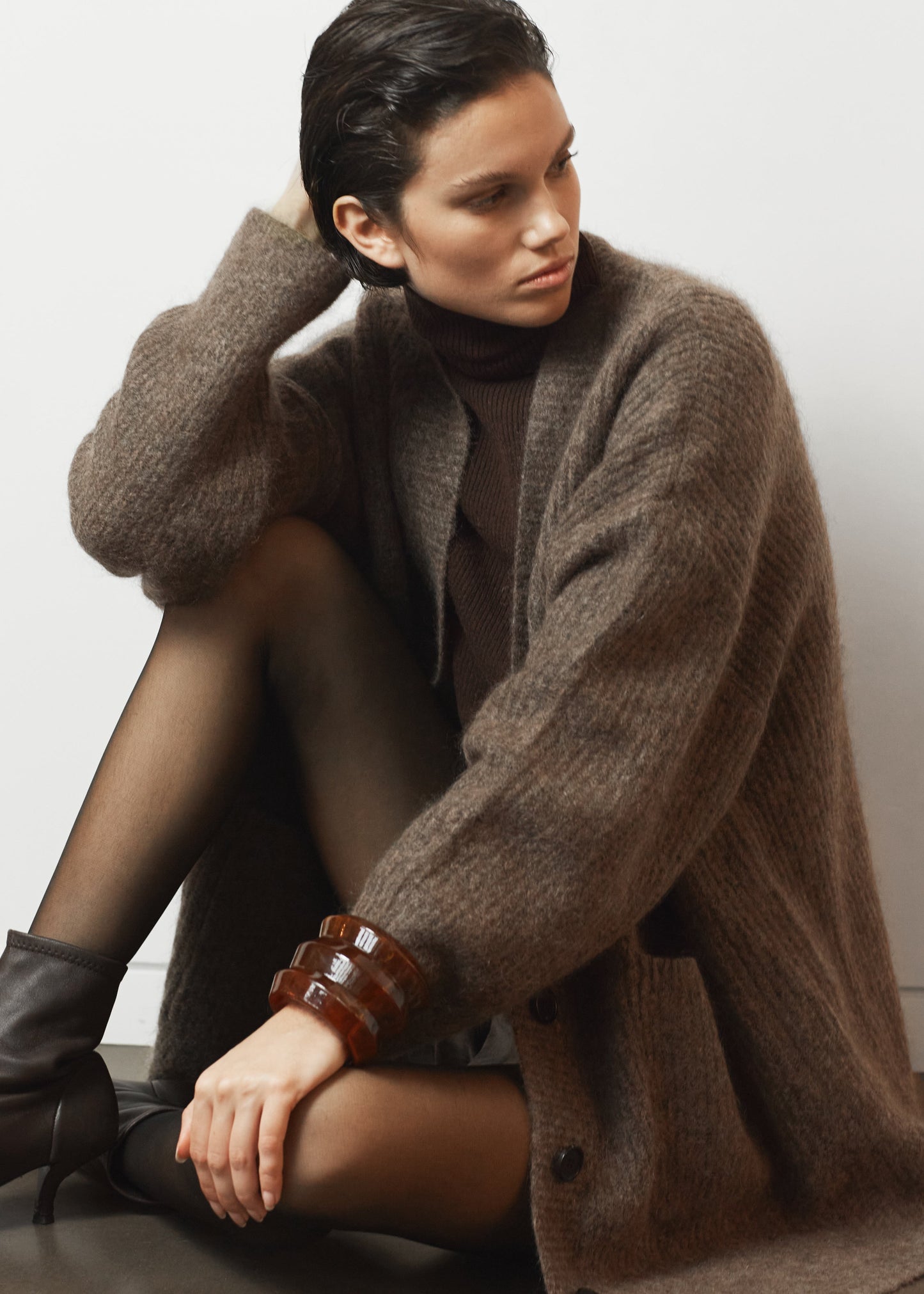 Ruhr Oversized Mohair Cardigan - Brown