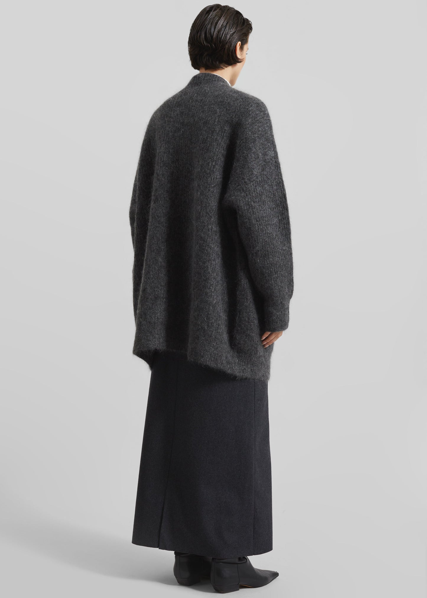 Ruhr Oversized Mohair Cardigan - Dark Grey Melange