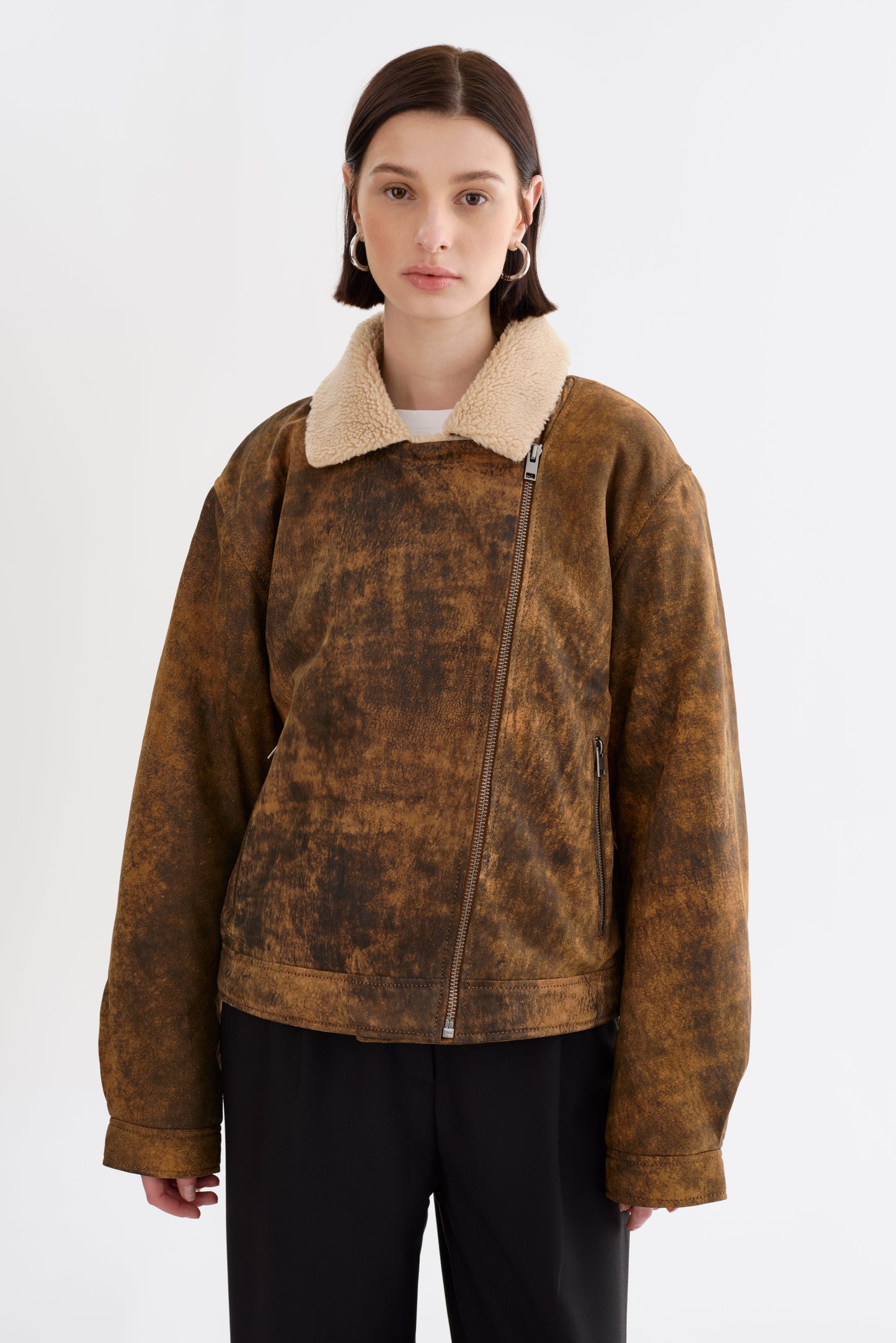 RUTHIE | Sherpa Leather Jacket