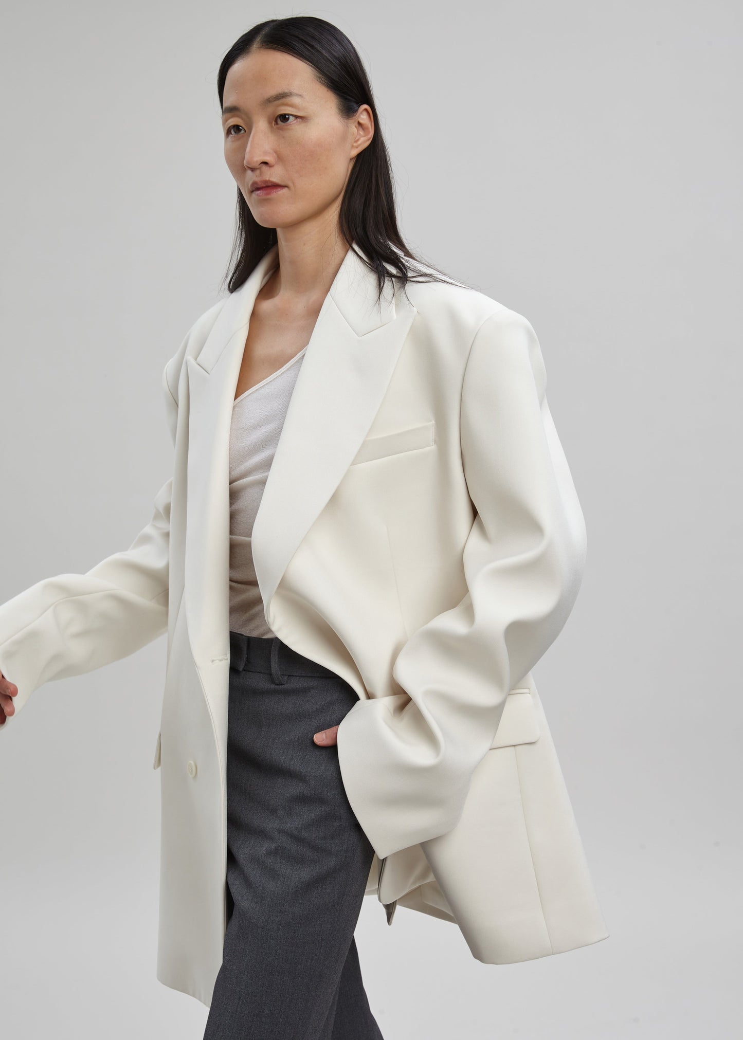 Sadie Oversized Double Breasted Blazer - Cream