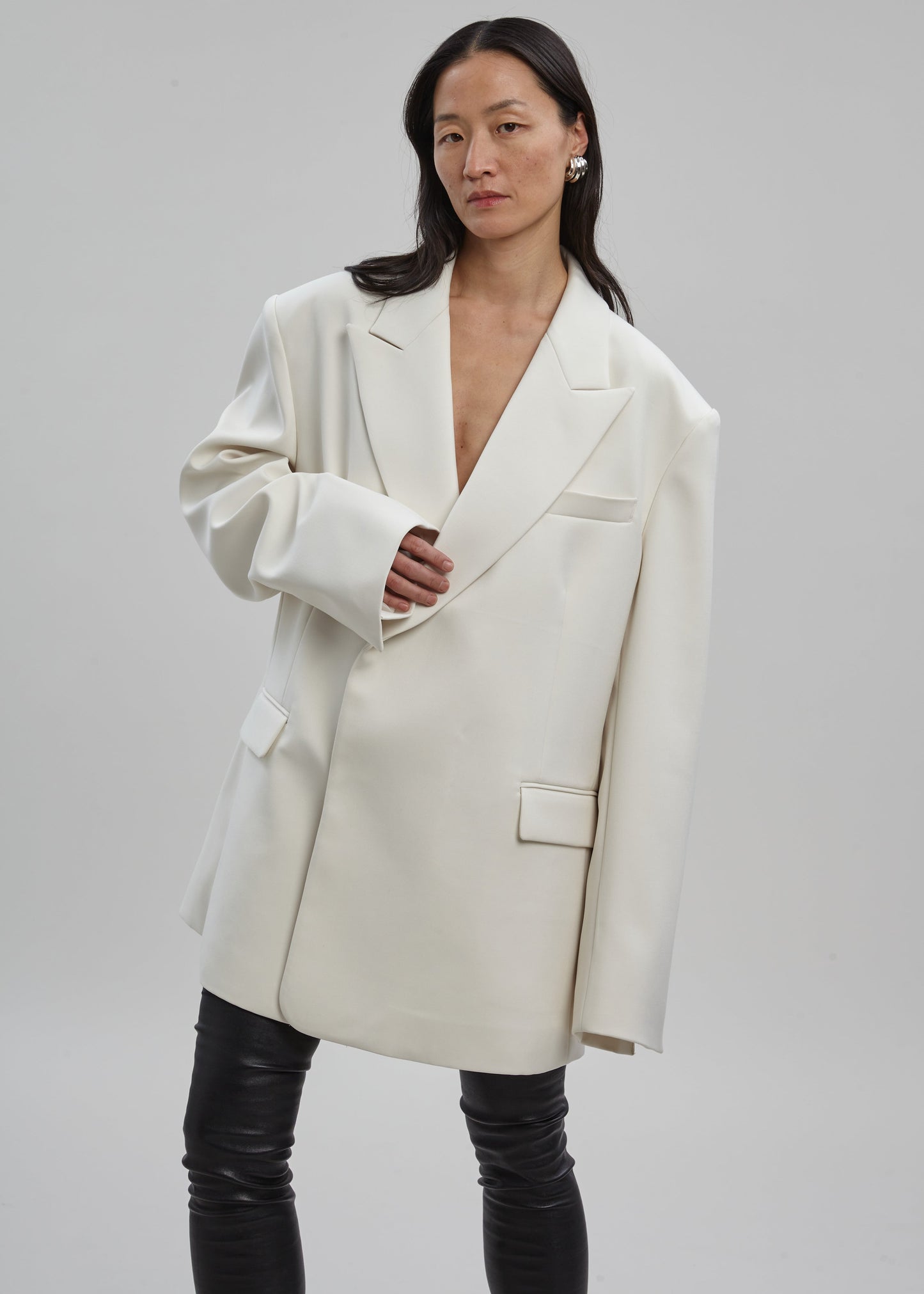 Sadie Oversized Double Breasted Blazer - Cream