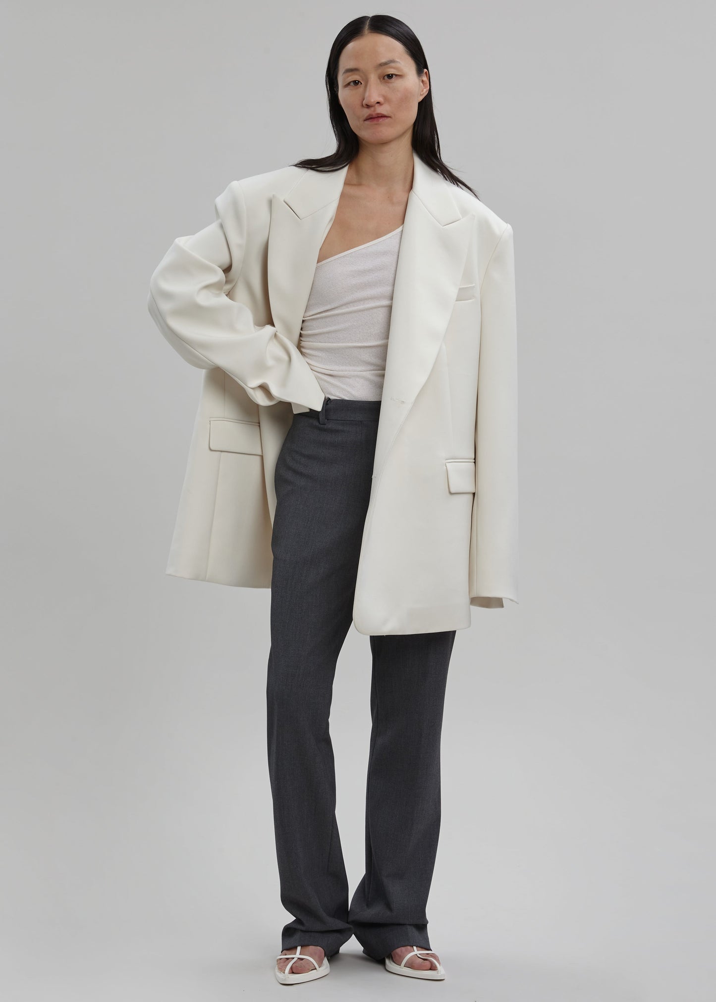 Sadie Oversized Double Breasted Blazer - Cream