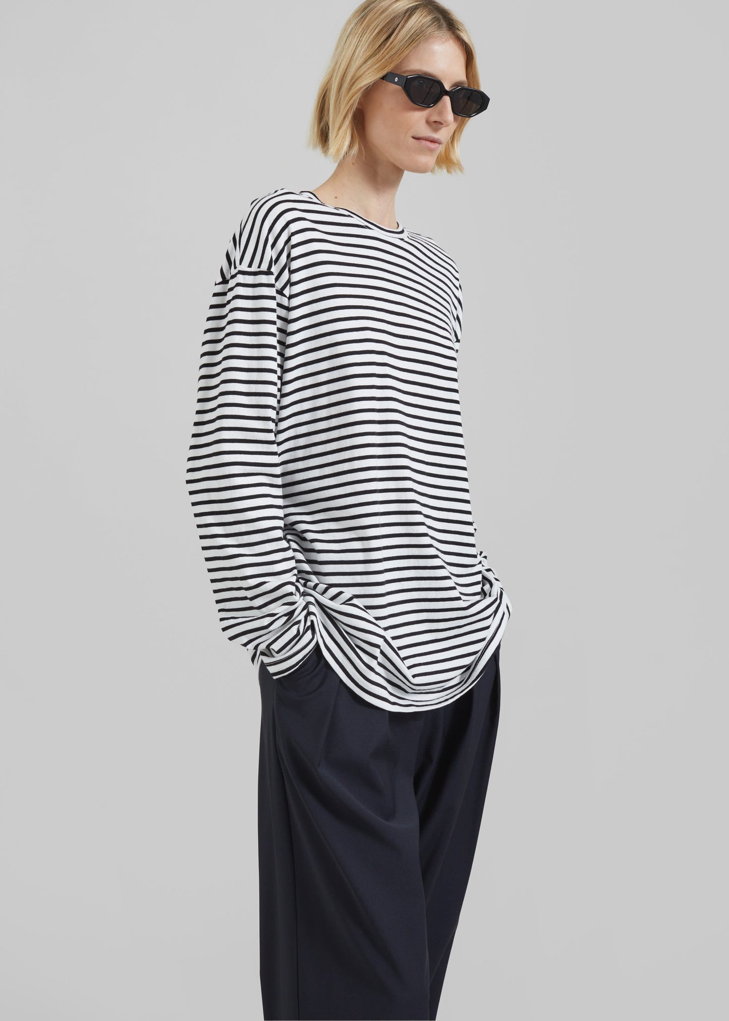 Salome Long Sleeve Tee - White/Black Stripe