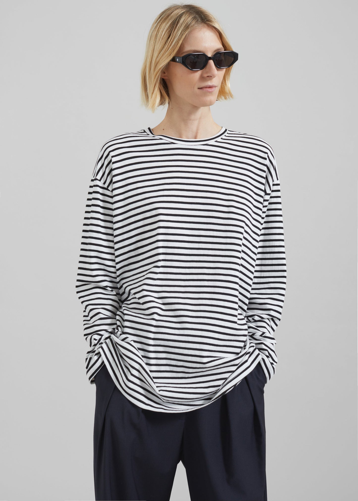 Salome Long Sleeve Tee - White/Black Stripe