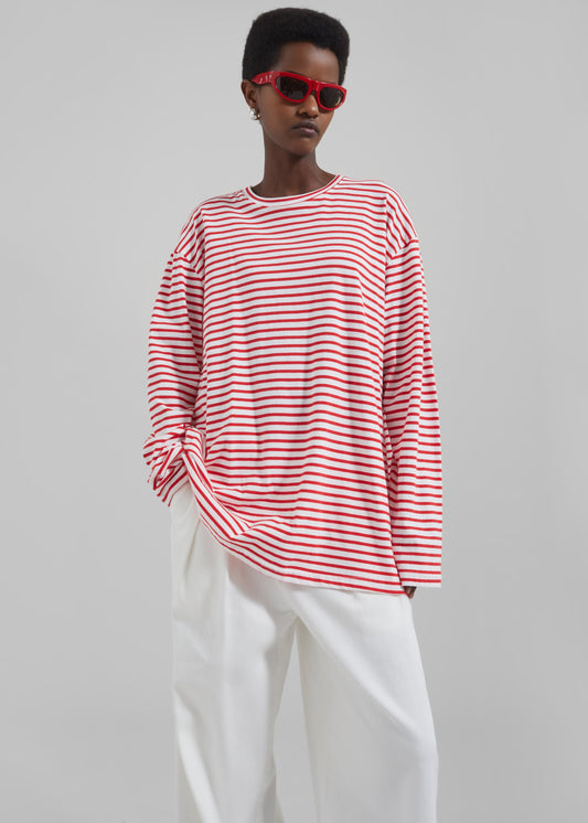 Salome Long Sleeve Tee - White/Red Stripe