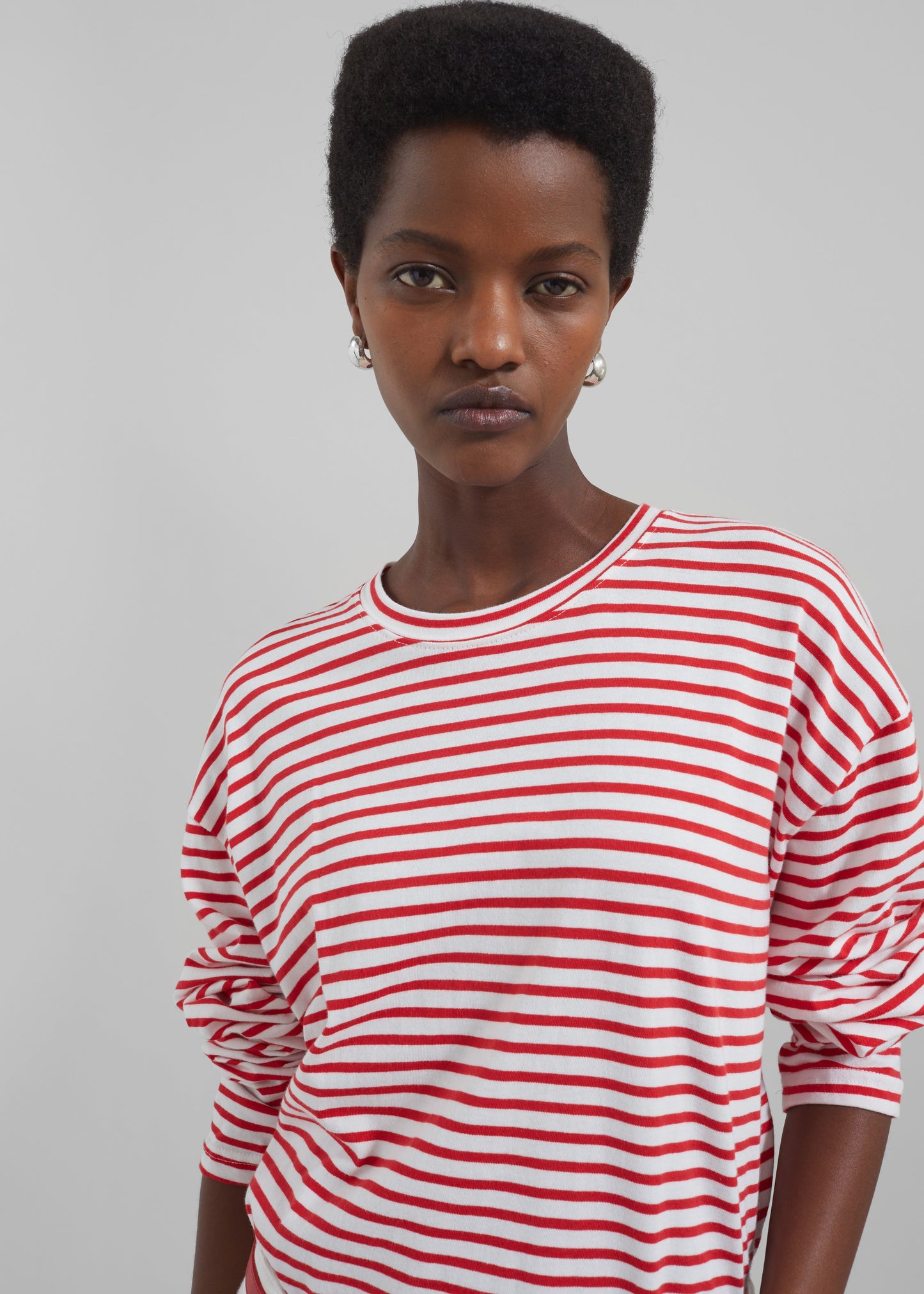 Salome Long Sleeve Tee - White/Red Stripe