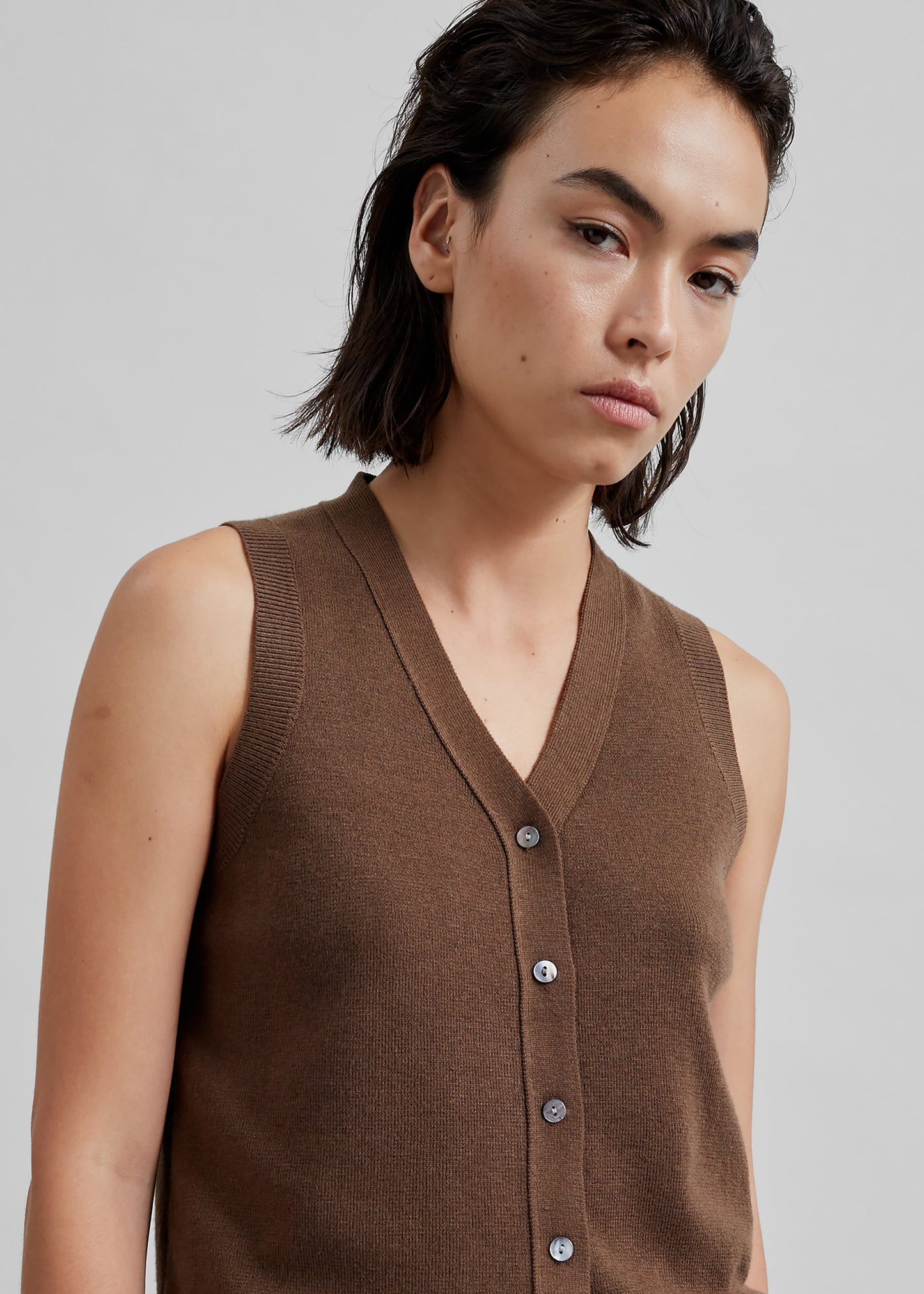 Samah Knit Vest - Brown