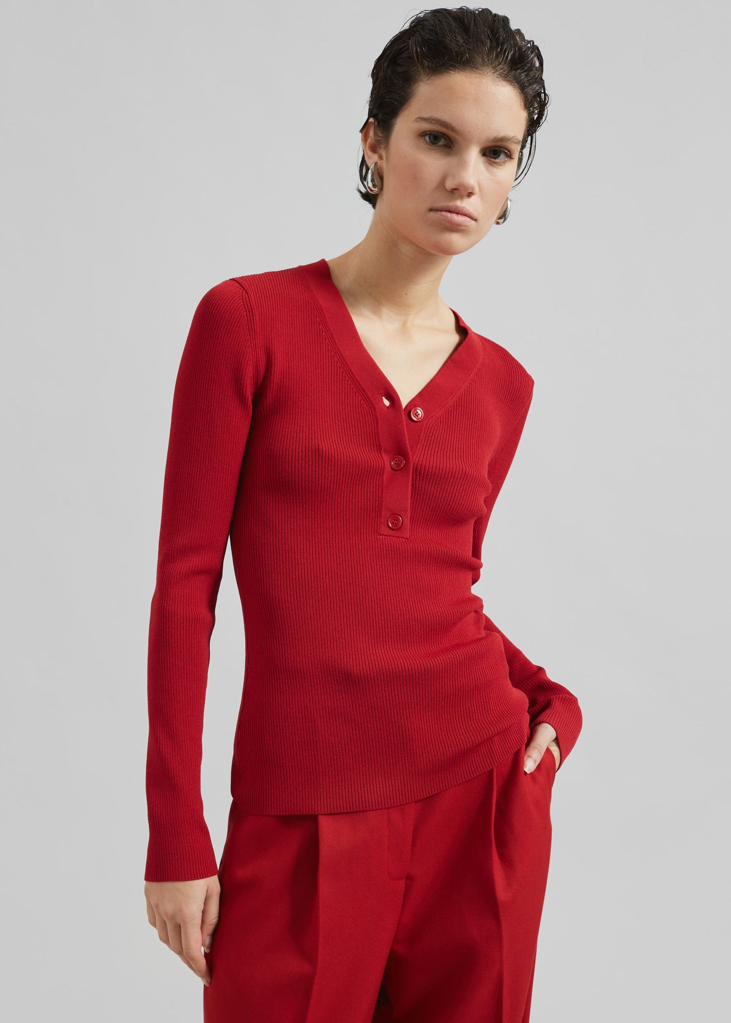 Samsøe Samsøe Saleonore V-neck - Scarlet Sage