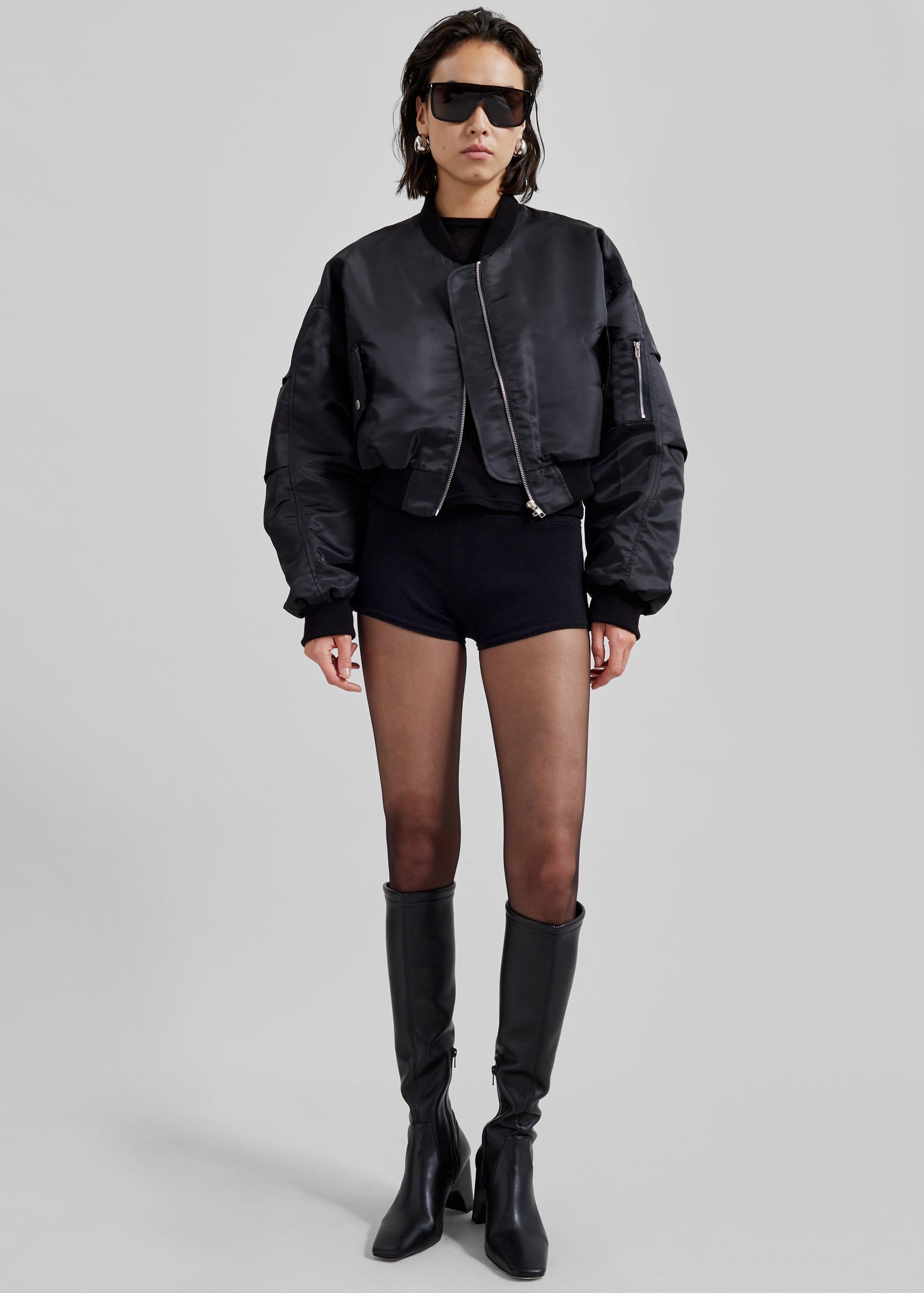 Sana Oversized Cropped Bomber x Barbie™ - Black