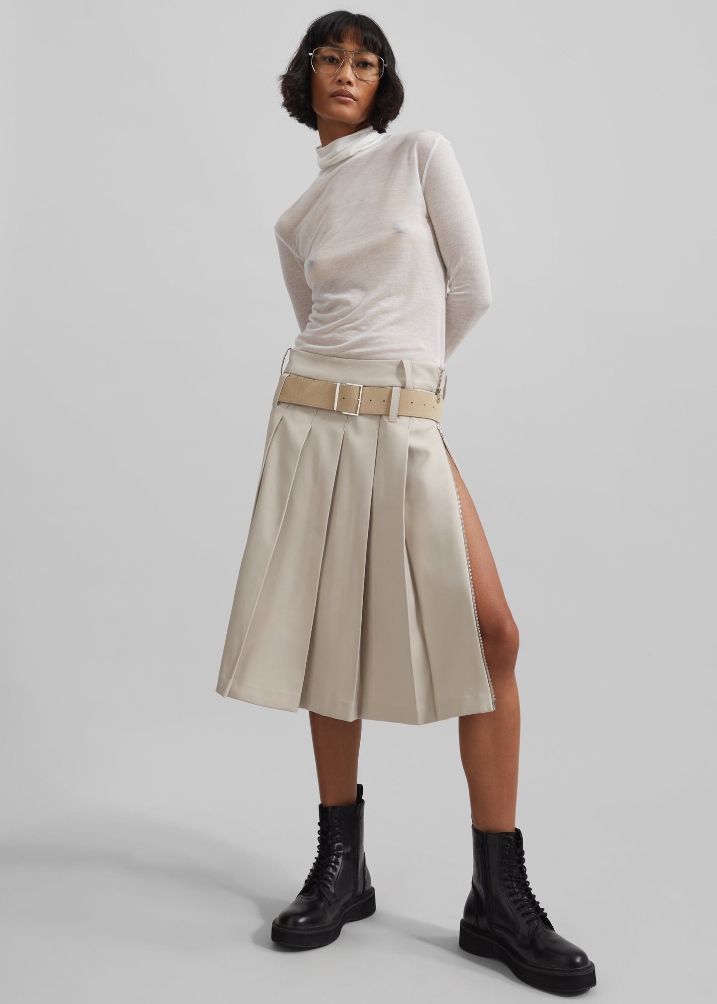 Sarina Pleated Skirt - Beige