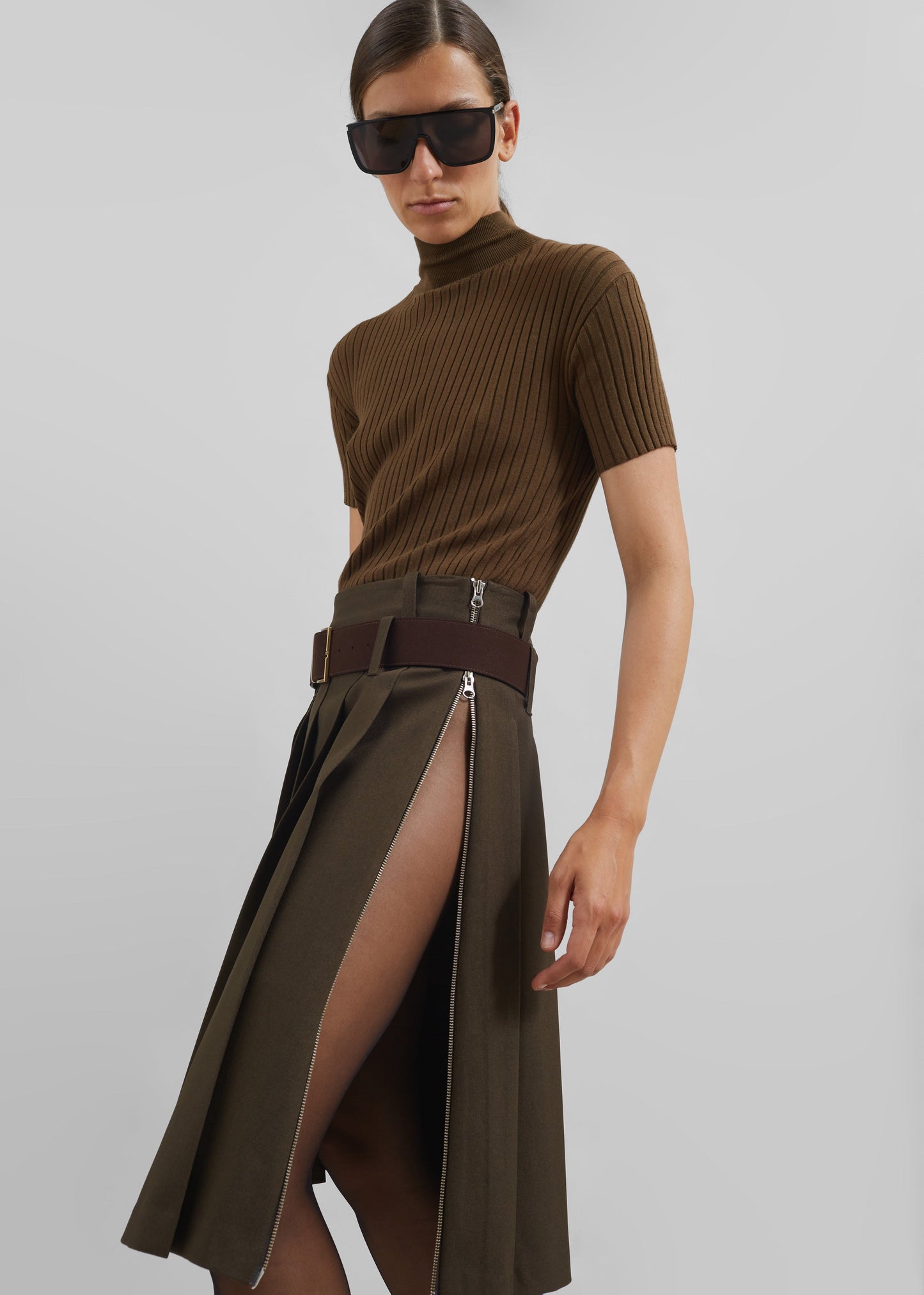 Sarina Pleated Skirt - Brown