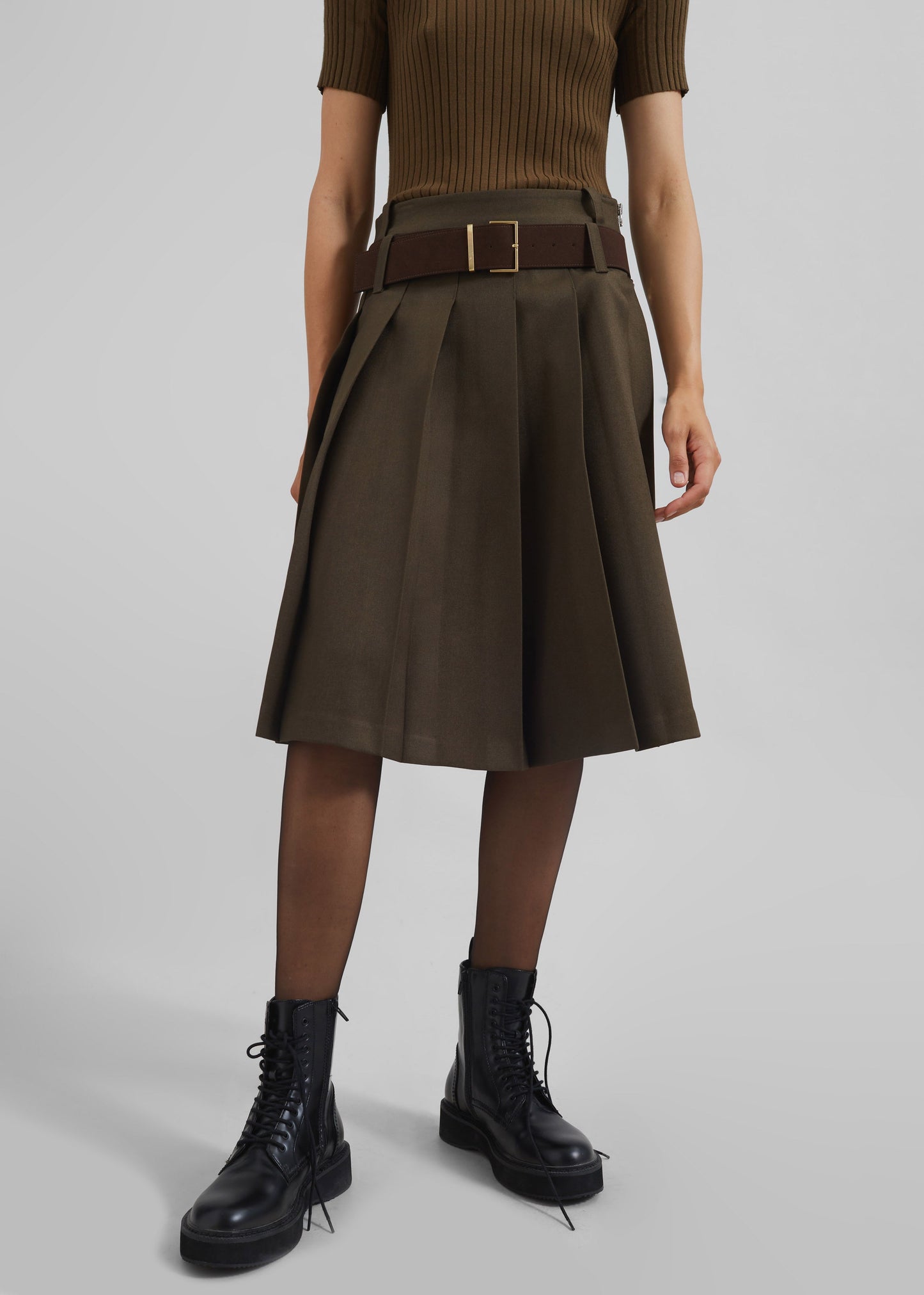 Sarina Pleated Skirt - Brown