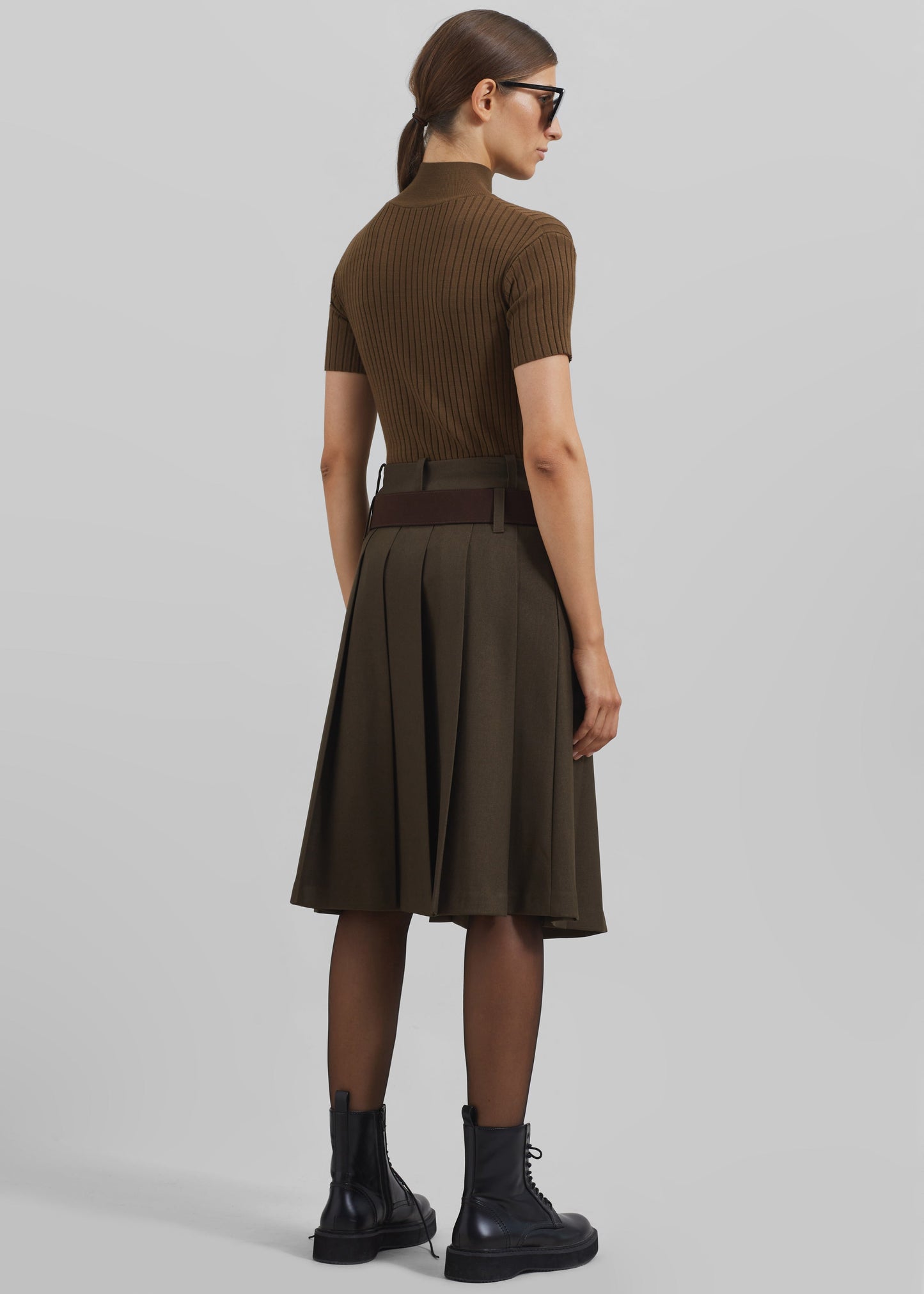 Sarina Pleated Skirt - Brown