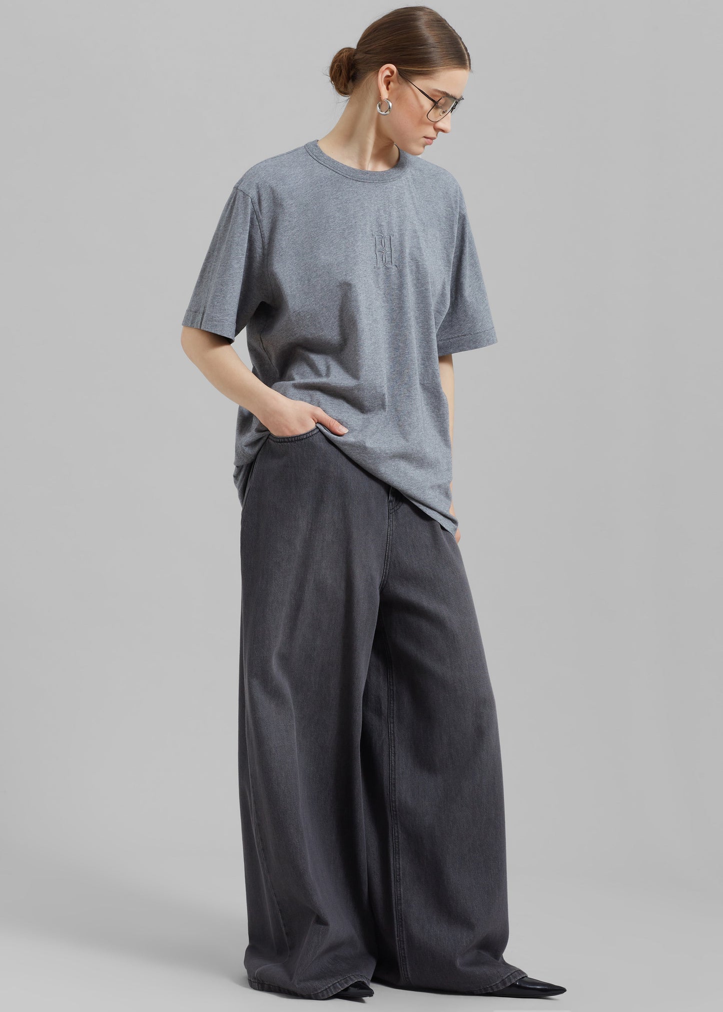 Sasha Wide Leg Jeans - Dark Grey