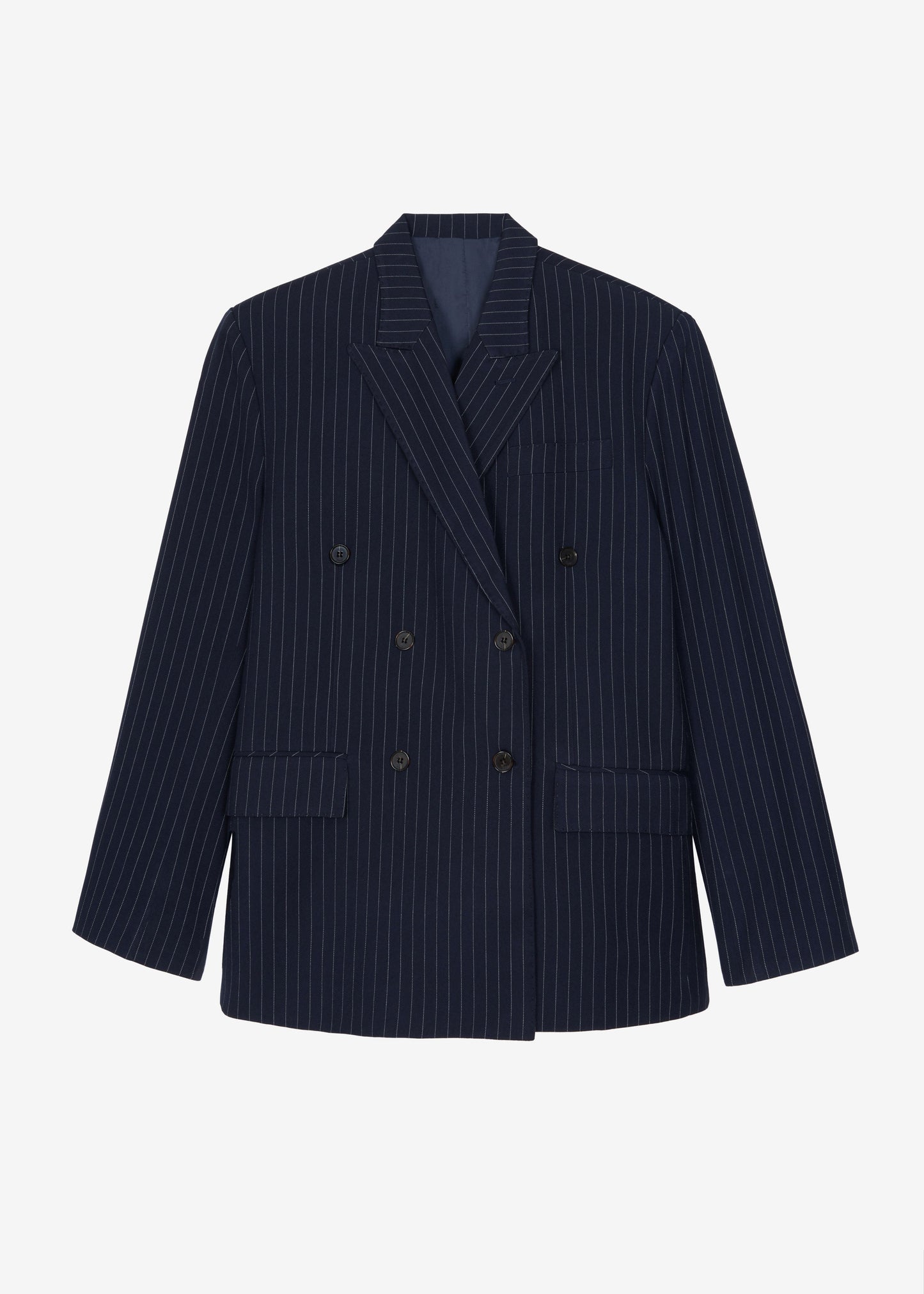 Sava Double Breasted Blazer - Navy/White Stripe