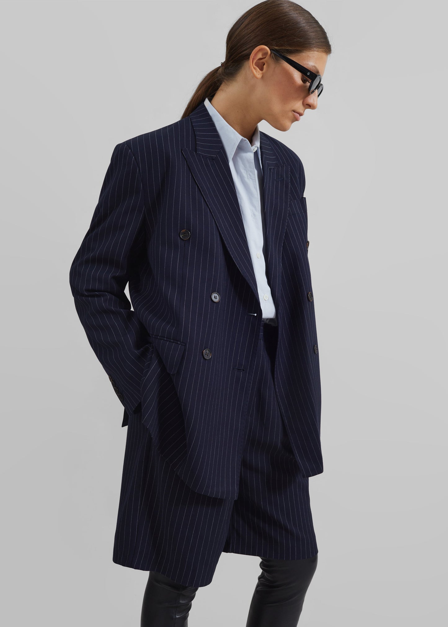 Sava Double Breasted Blazer - Navy/White Stripe