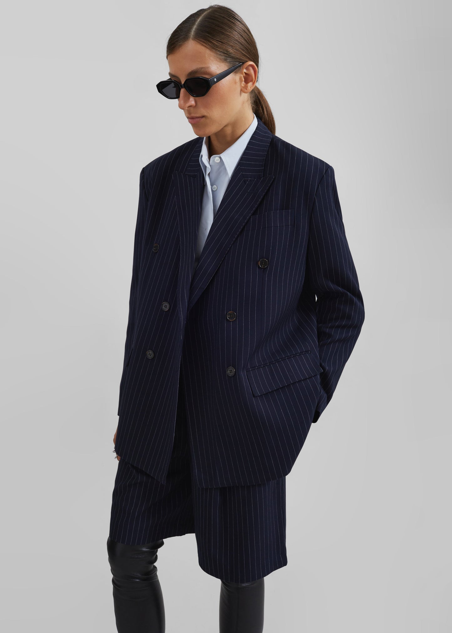 Sava Double Breasted Blazer - Navy/White Stripe