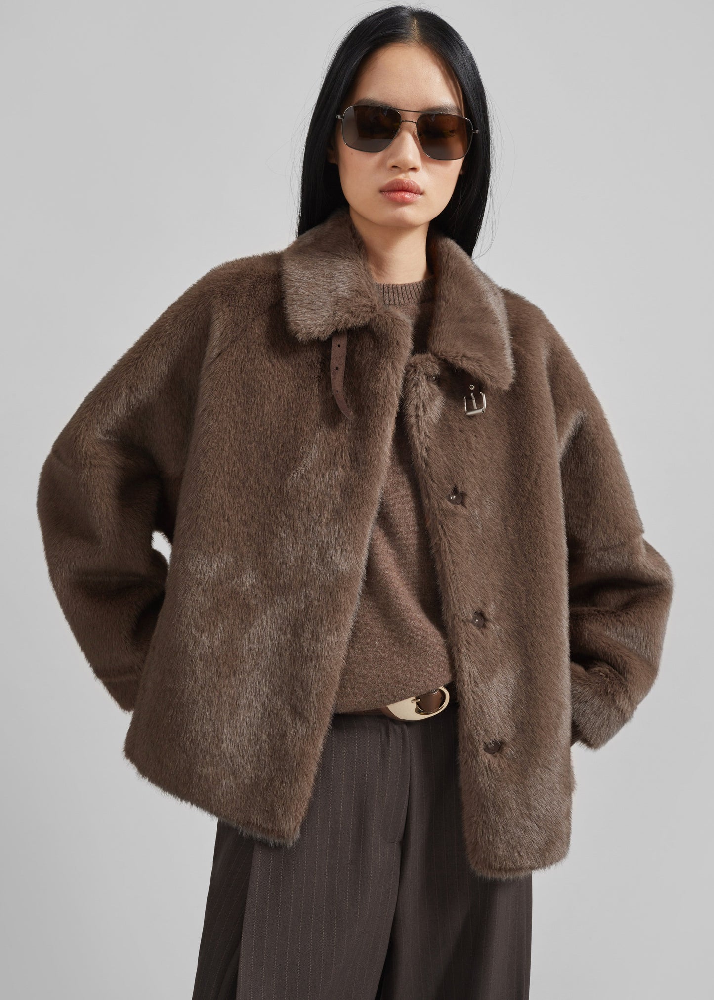 Senja Faux Fur Jacket - Brown